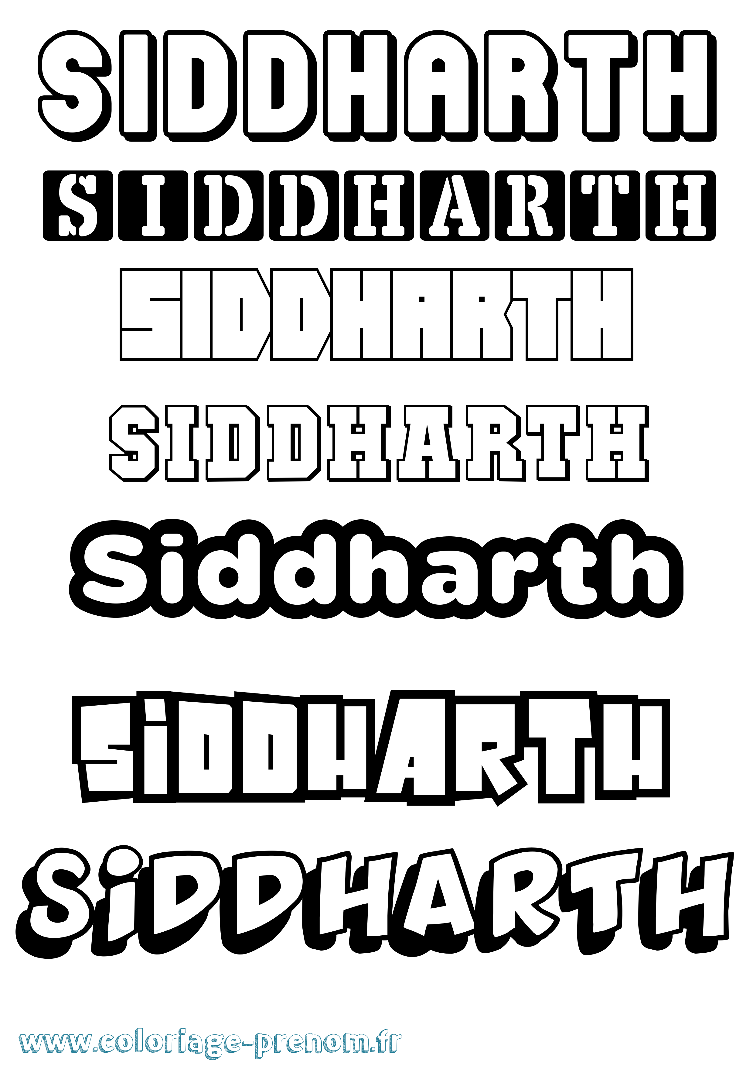 Coloriage Siddharth Simple Coloriage prénom Siddharth Simple