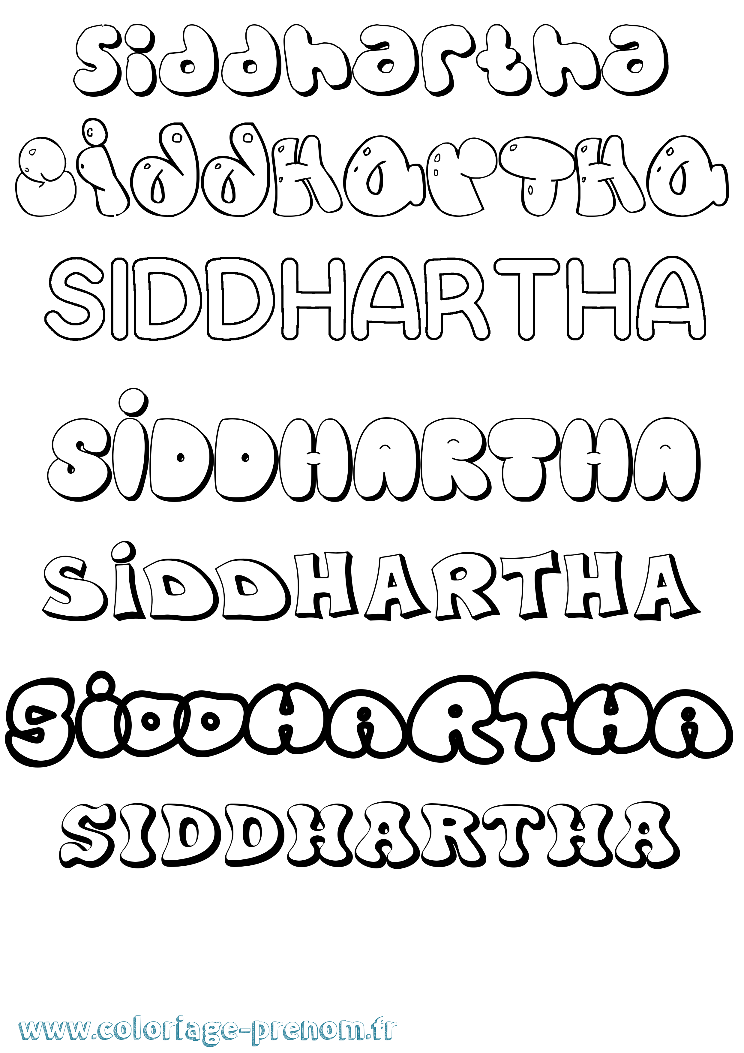Coloriage Siddhartha Bubble Coloriage prénom Siddhartha Bubble