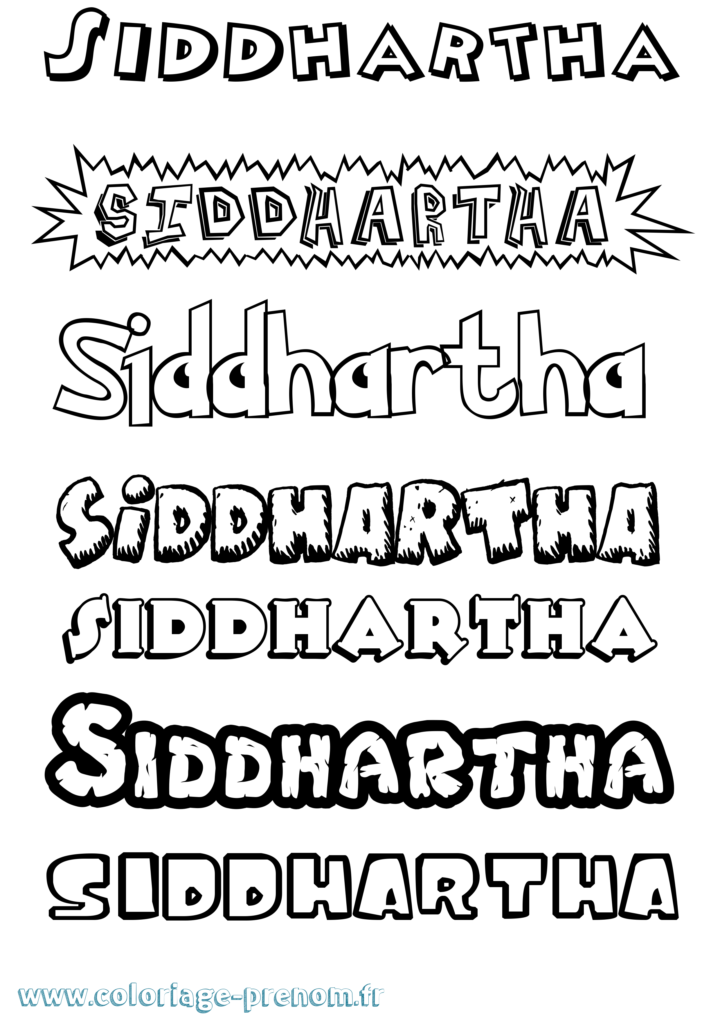 Coloriage Siddhartha Dessin Animé Coloriage prénom Siddhartha Dessin Animé