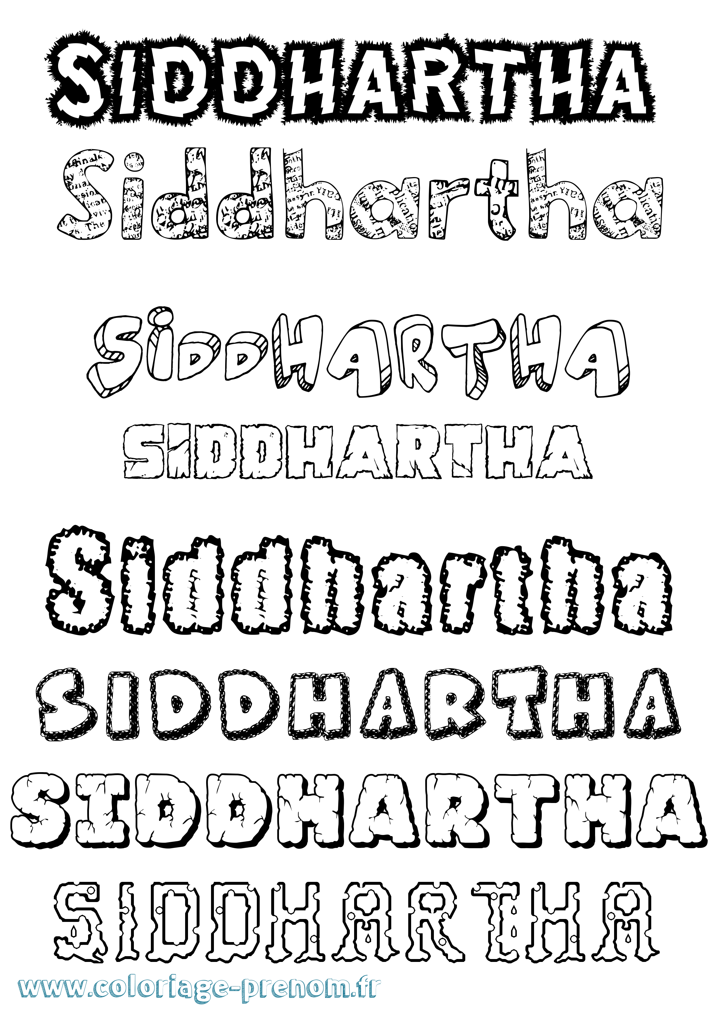 Coloriage Siddhartha Destructuré Coloriage prénom Siddhartha Destructuré