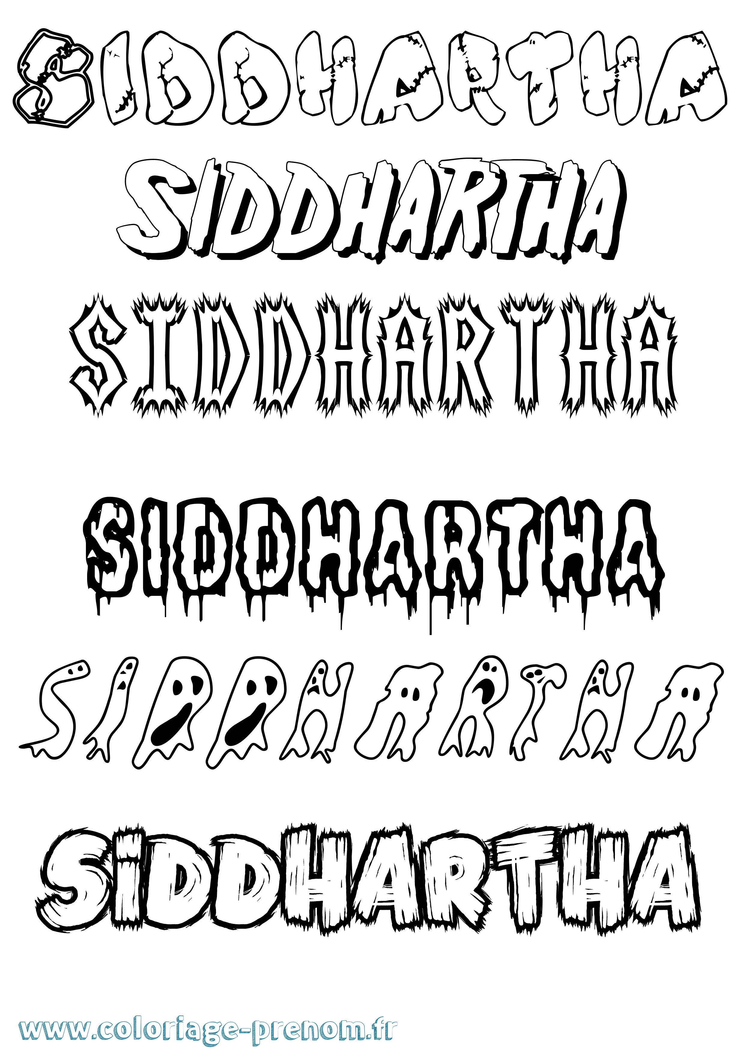 Coloriage Siddhartha Frisson Coloriage prénom Siddhartha Frisson