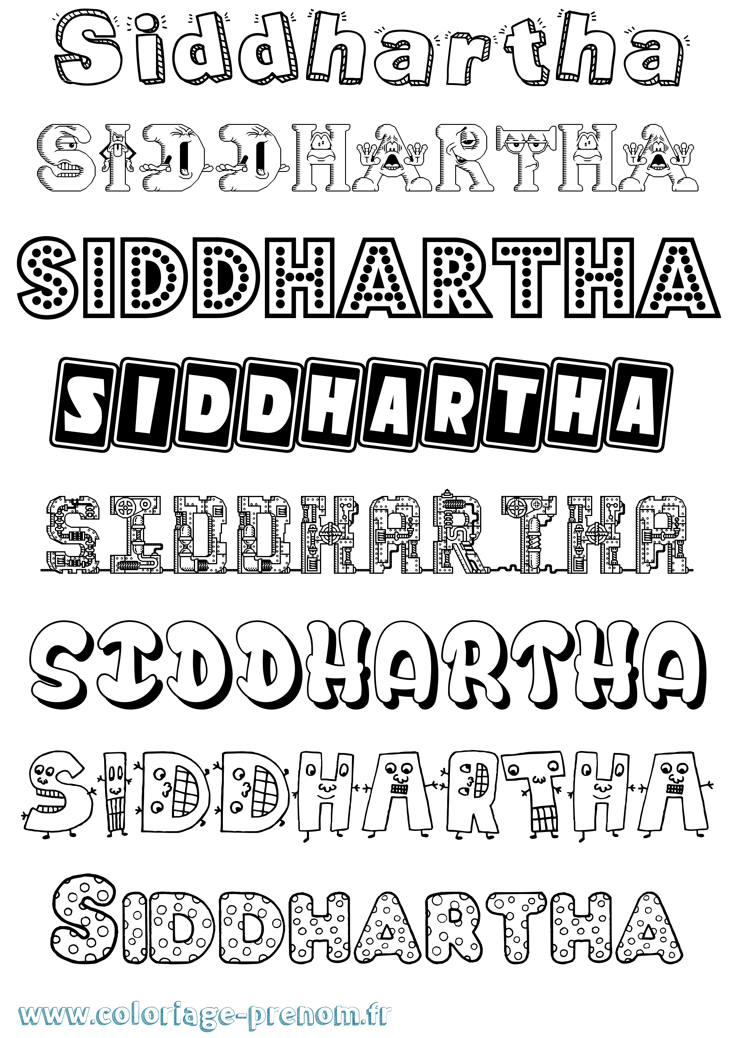 Coloriage Siddhartha Fun Coloriage prénom Siddhartha Fun