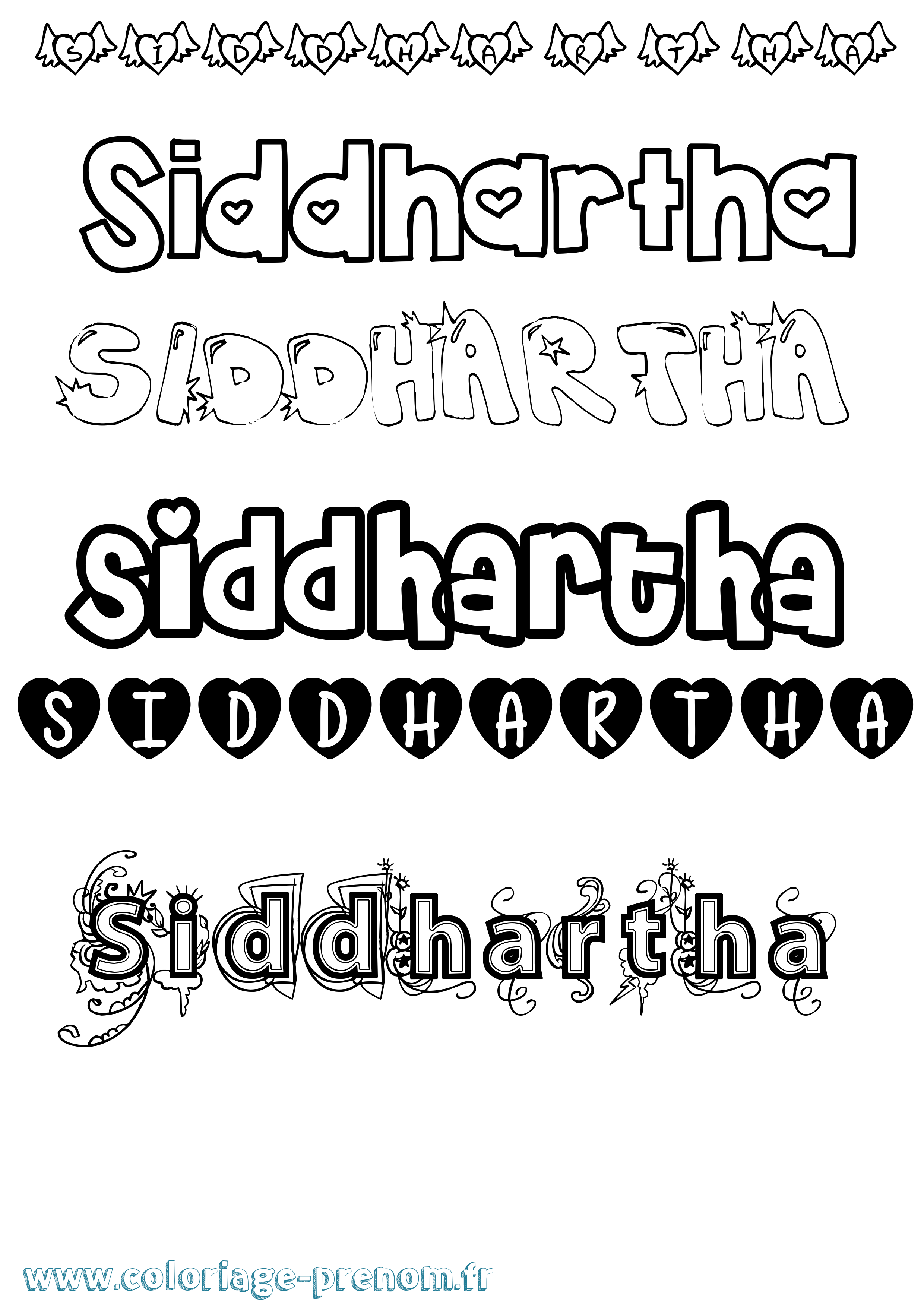 Coloriage Siddhartha Girly Coloriage prénom Siddhartha Girly