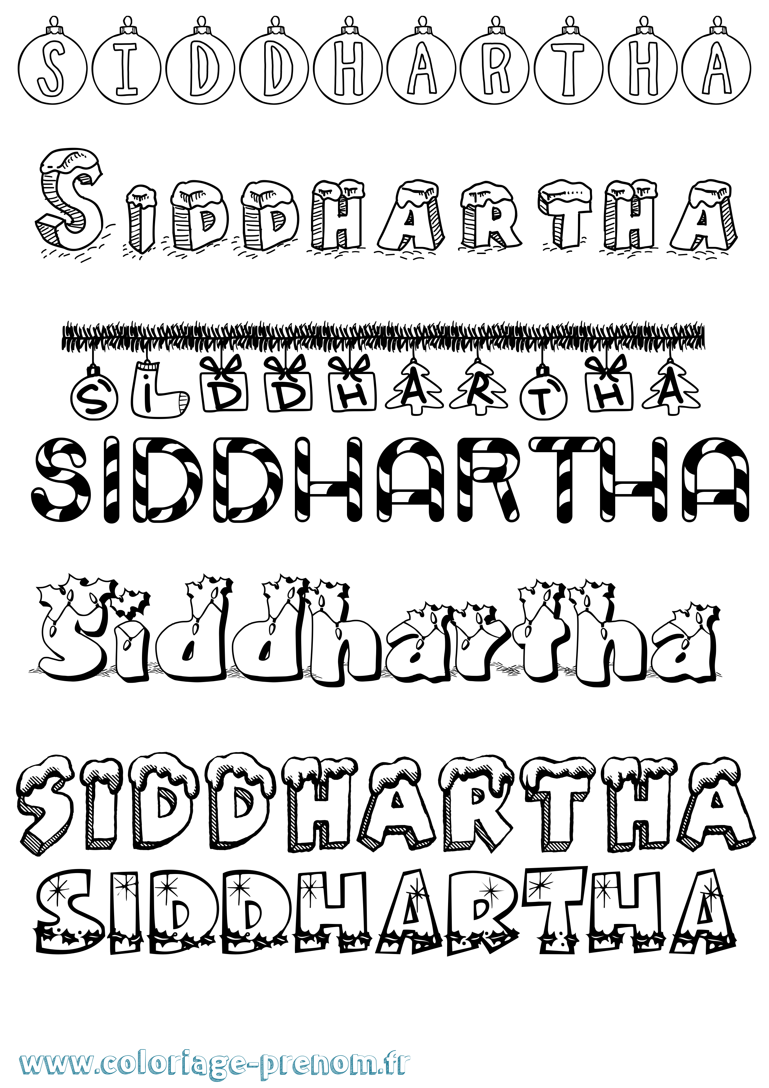 Coloriage Siddhartha Noël Coloriage prénom Siddhartha Noël