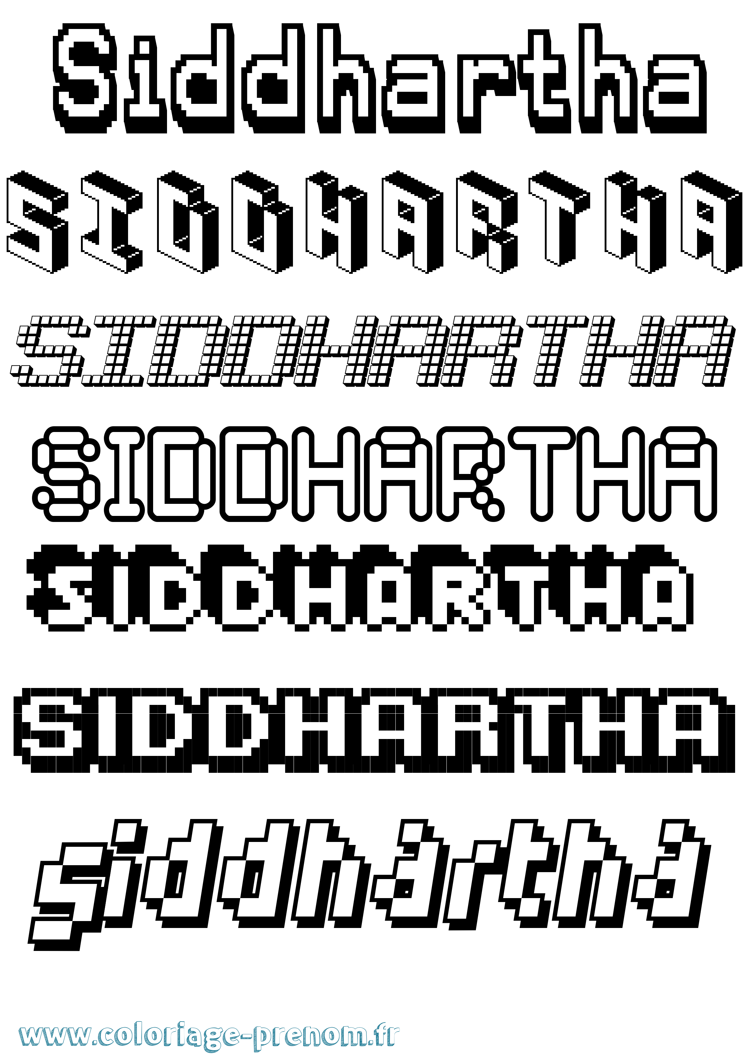 Coloriage Siddhartha Pixel Coloriage prénom Siddhartha Pixel