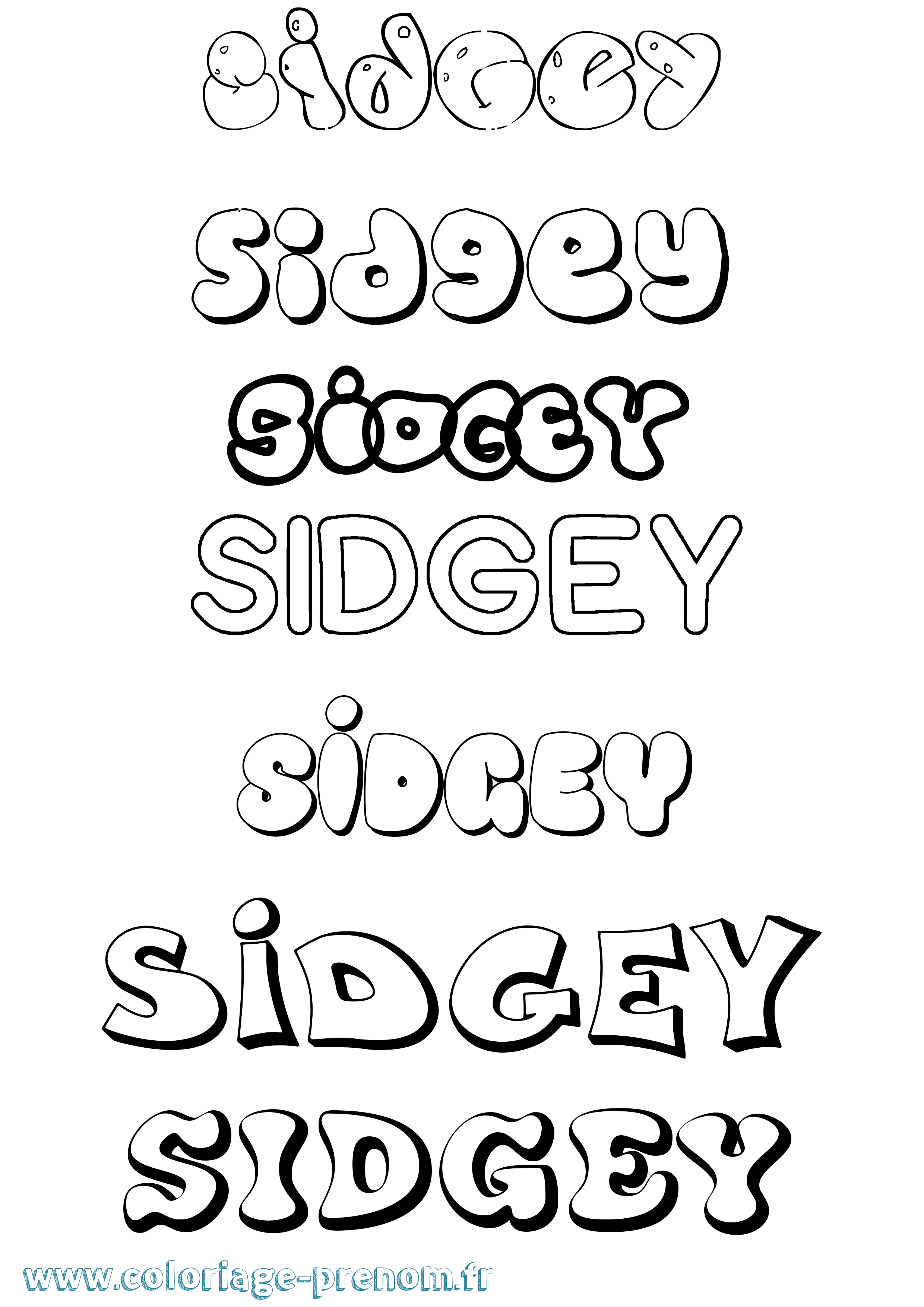 Coloriage Sidgey Bubble Coloriage prénom Sidgey Bubble