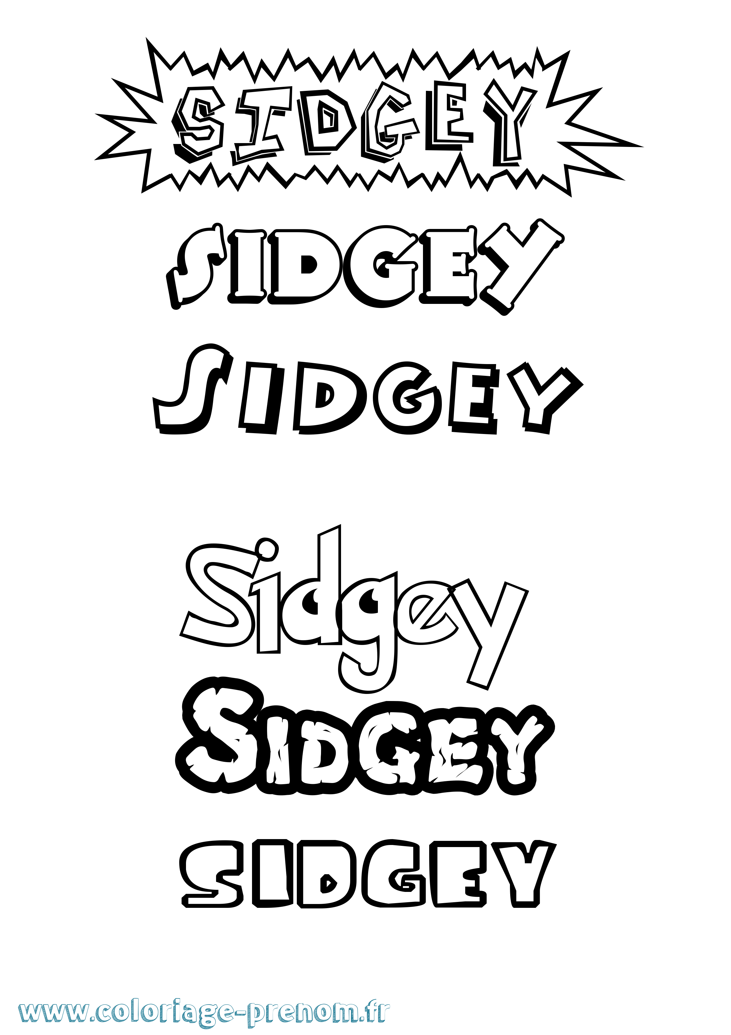 Coloriage Sidgey Dessin Animé Coloriage prénom Sidgey Dessin Animé