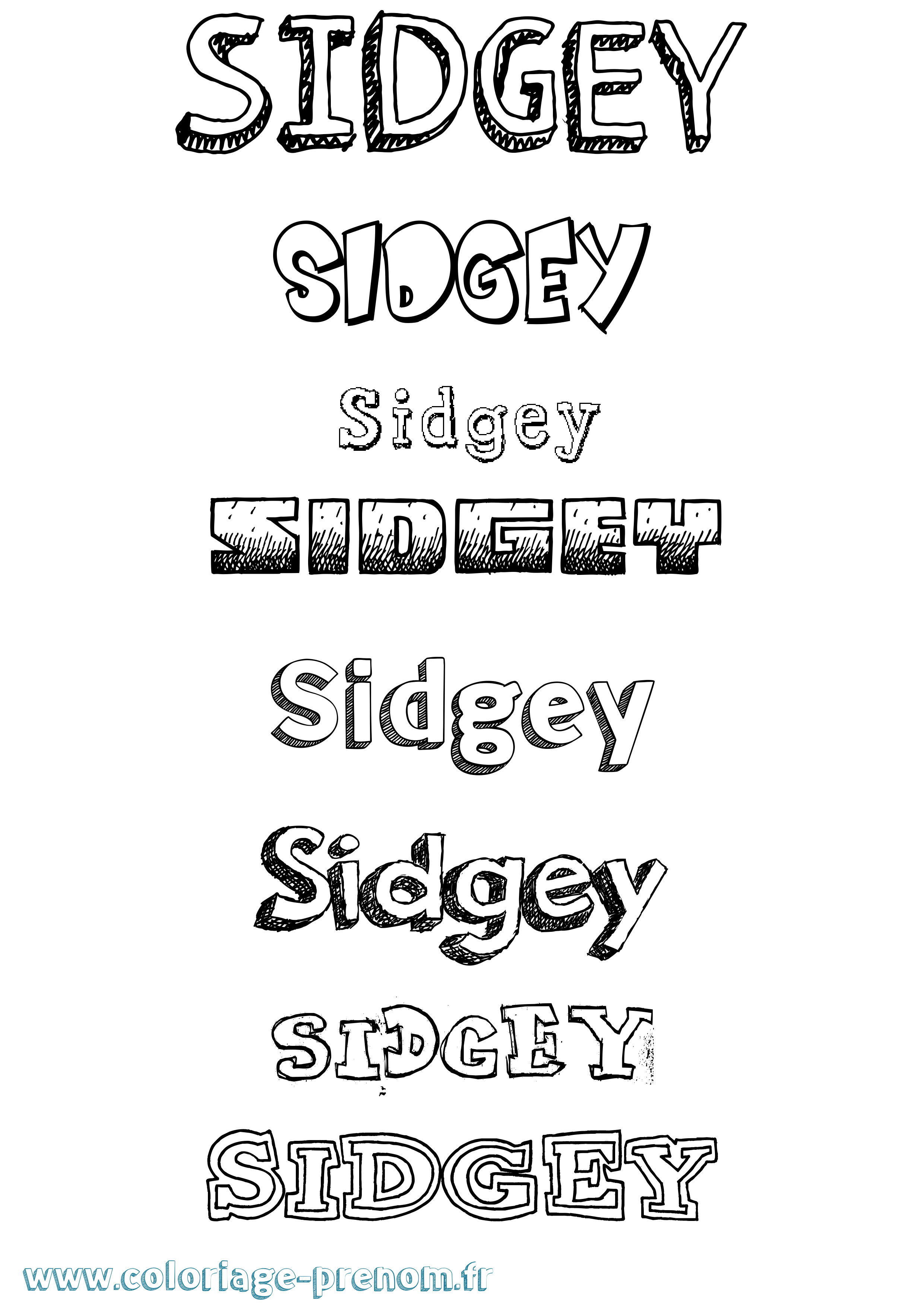 Coloriage Sidgey Dessiné Coloriage prénom Sidgey Dessiné