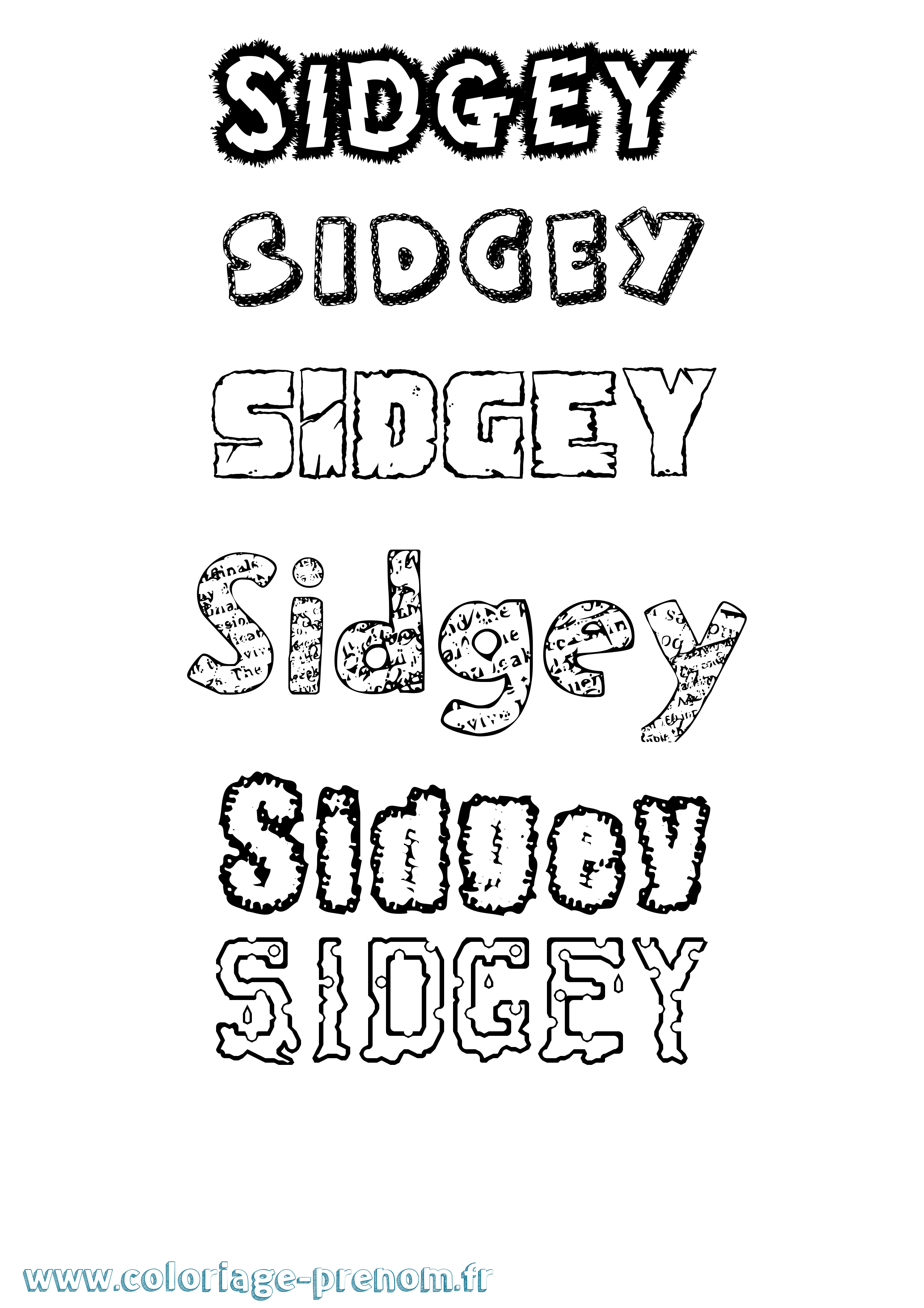 Coloriage Sidgey Destructuré Coloriage prénom Sidgey Destructuré