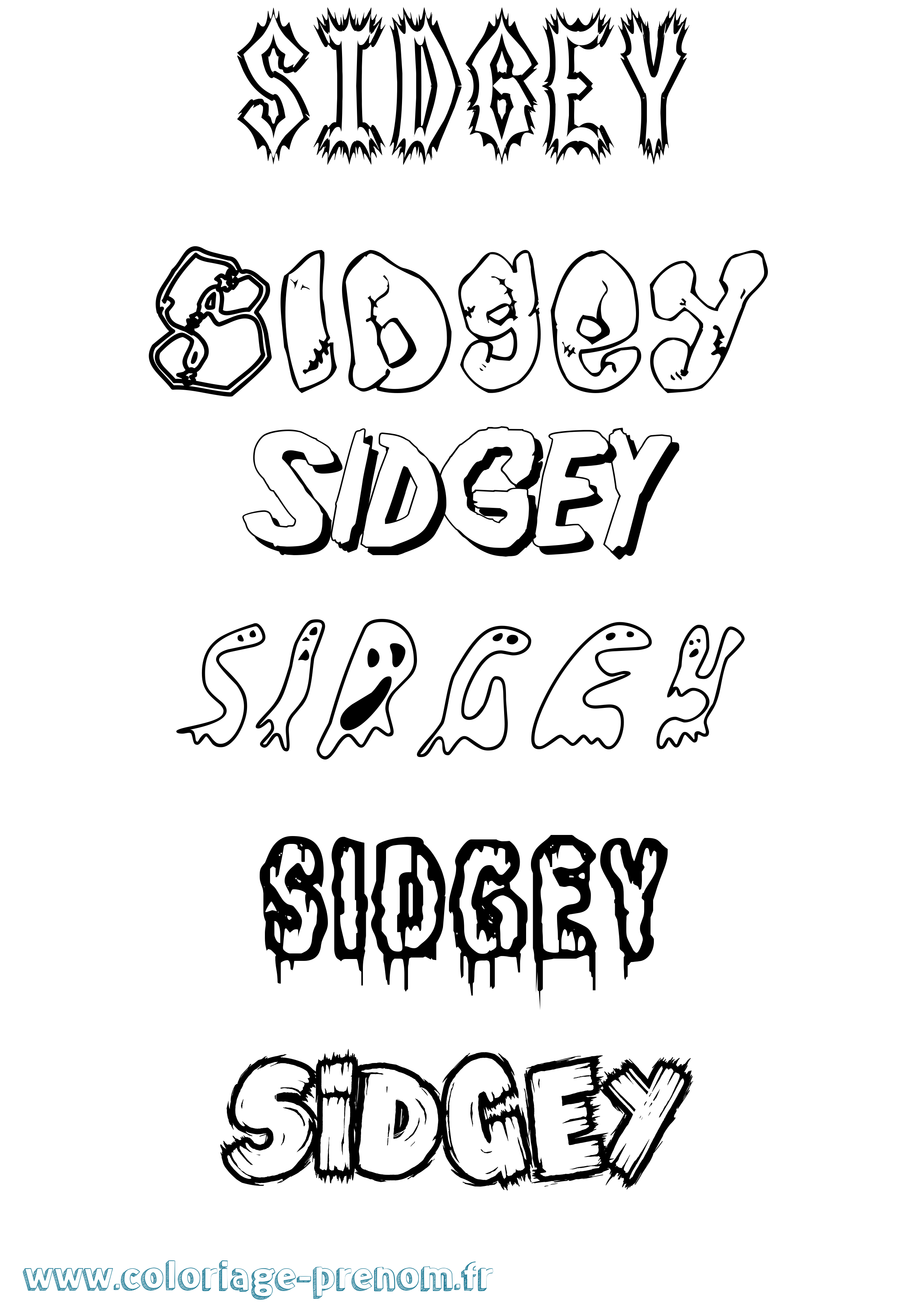 Coloriage Sidgey Frisson Coloriage prénom Sidgey Frisson