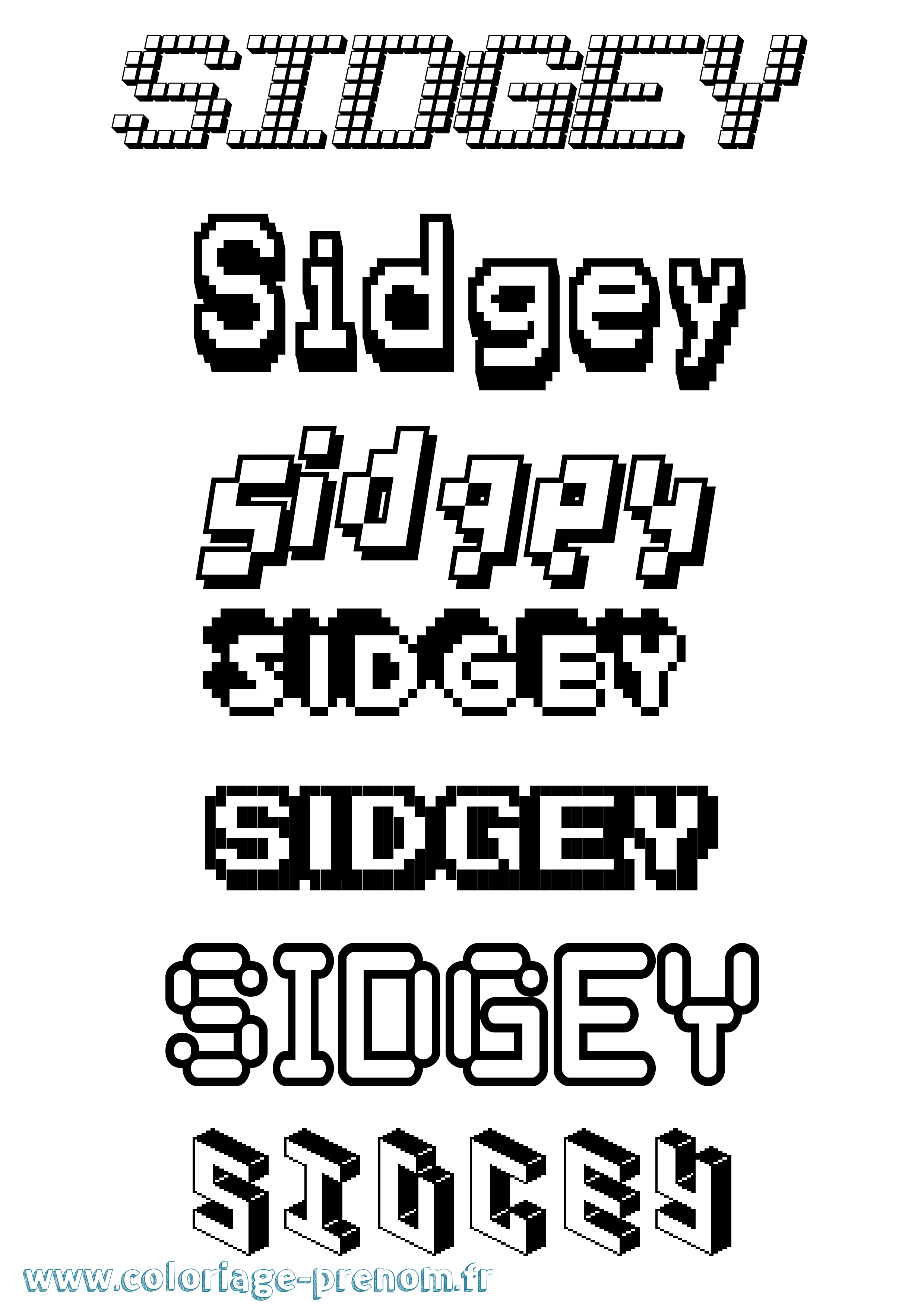 Coloriage Sidgey Pixel Coloriage prénom Sidgey Pixel