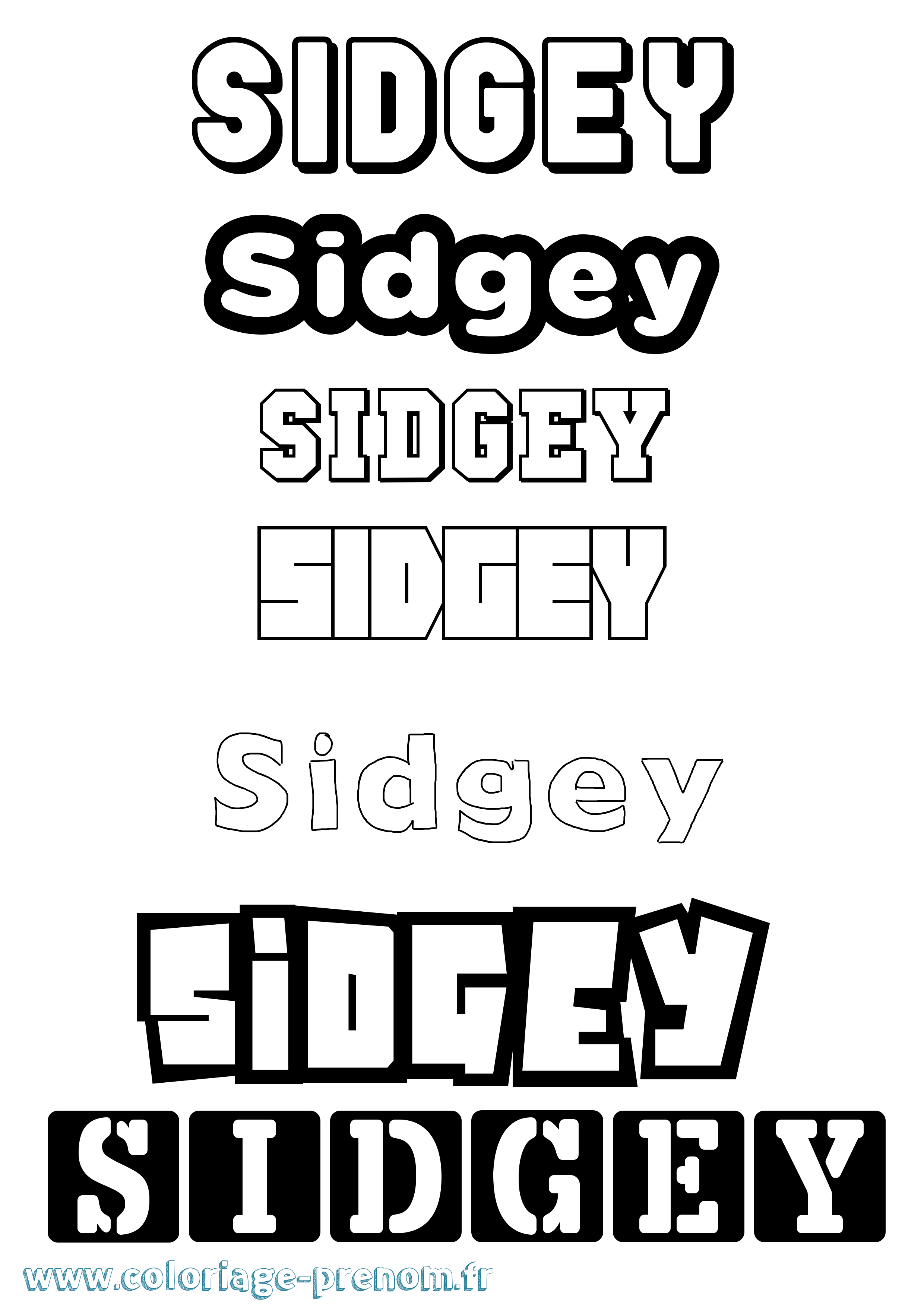 Coloriage Sidgey Simple Coloriage prénom Sidgey Simple