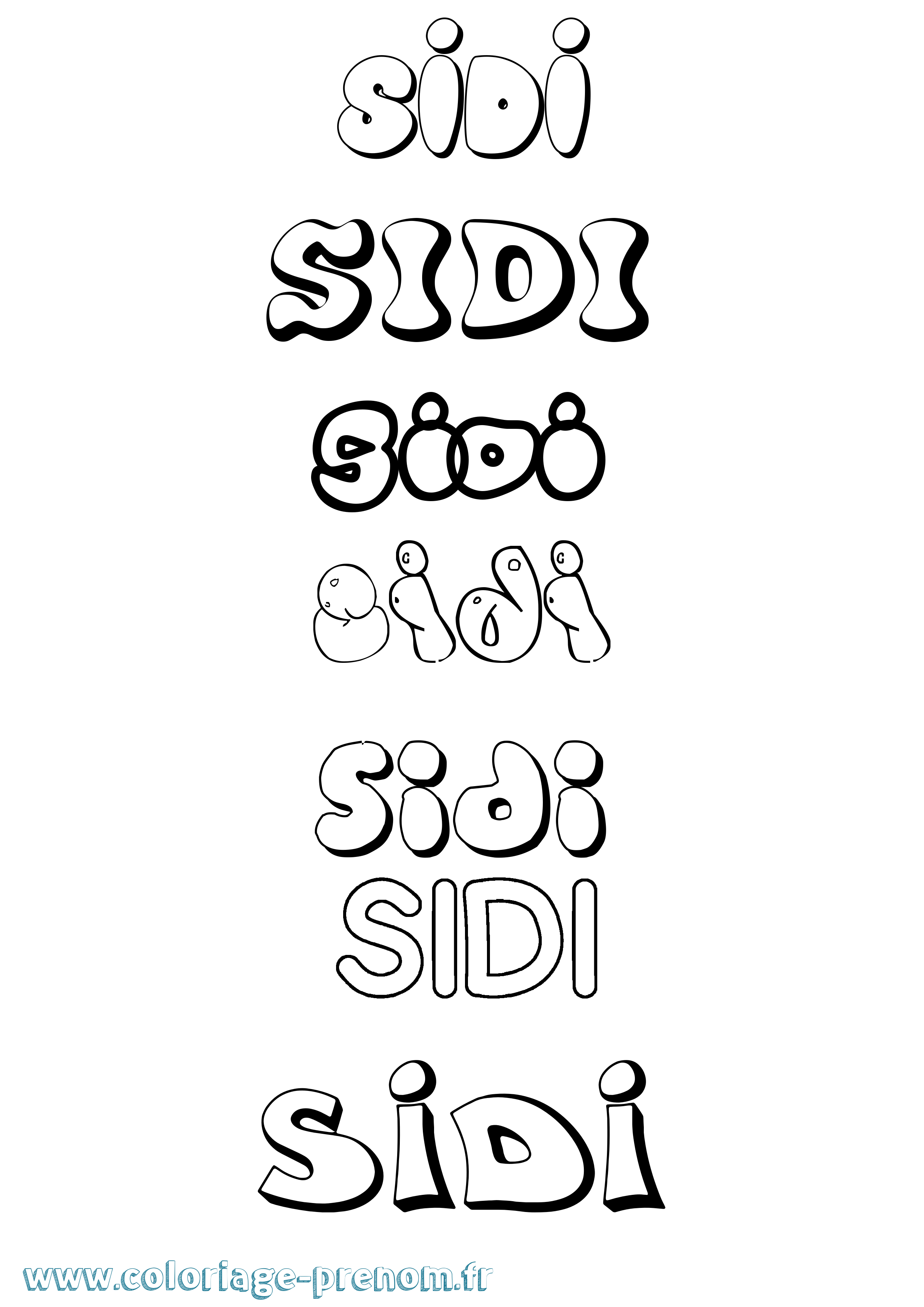 Coloriage Sidi Bubble Coloriage prénom Sidi Bubble