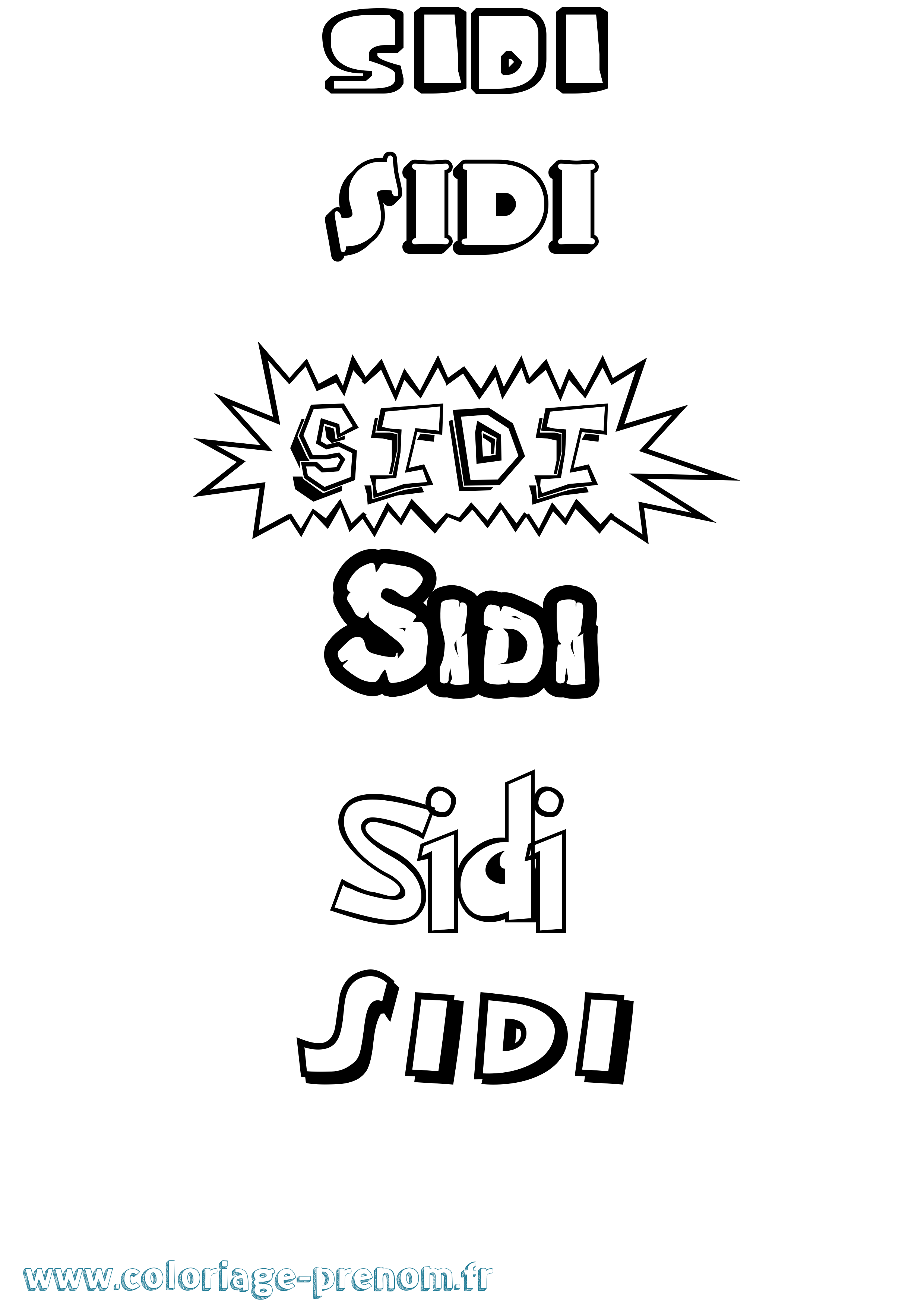 Coloriage Sidi Dessin Animé Coloriage prénom Sidi Dessin Animé