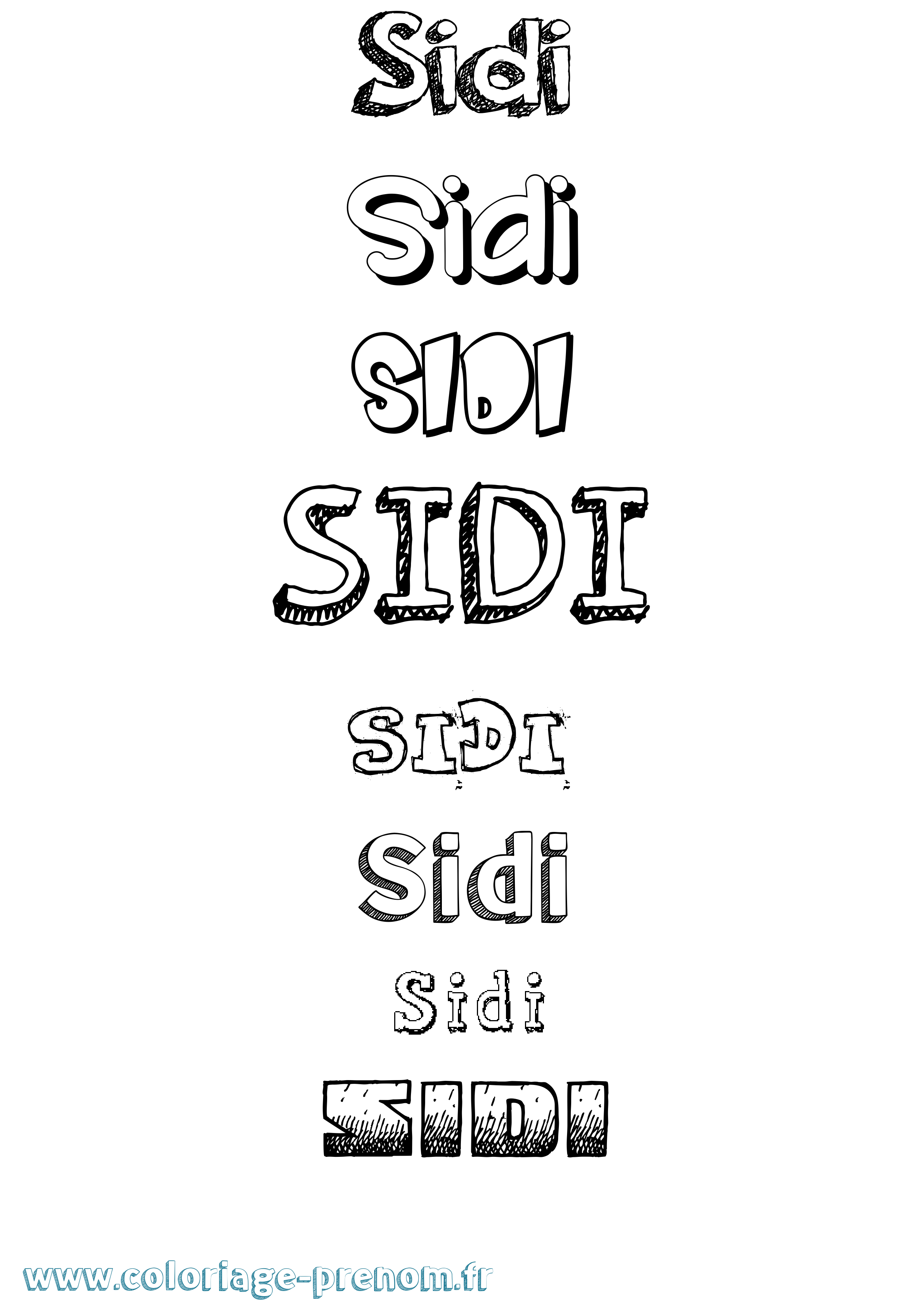 Coloriage Sidi Dessiné Coloriage prénom Sidi Dessiné