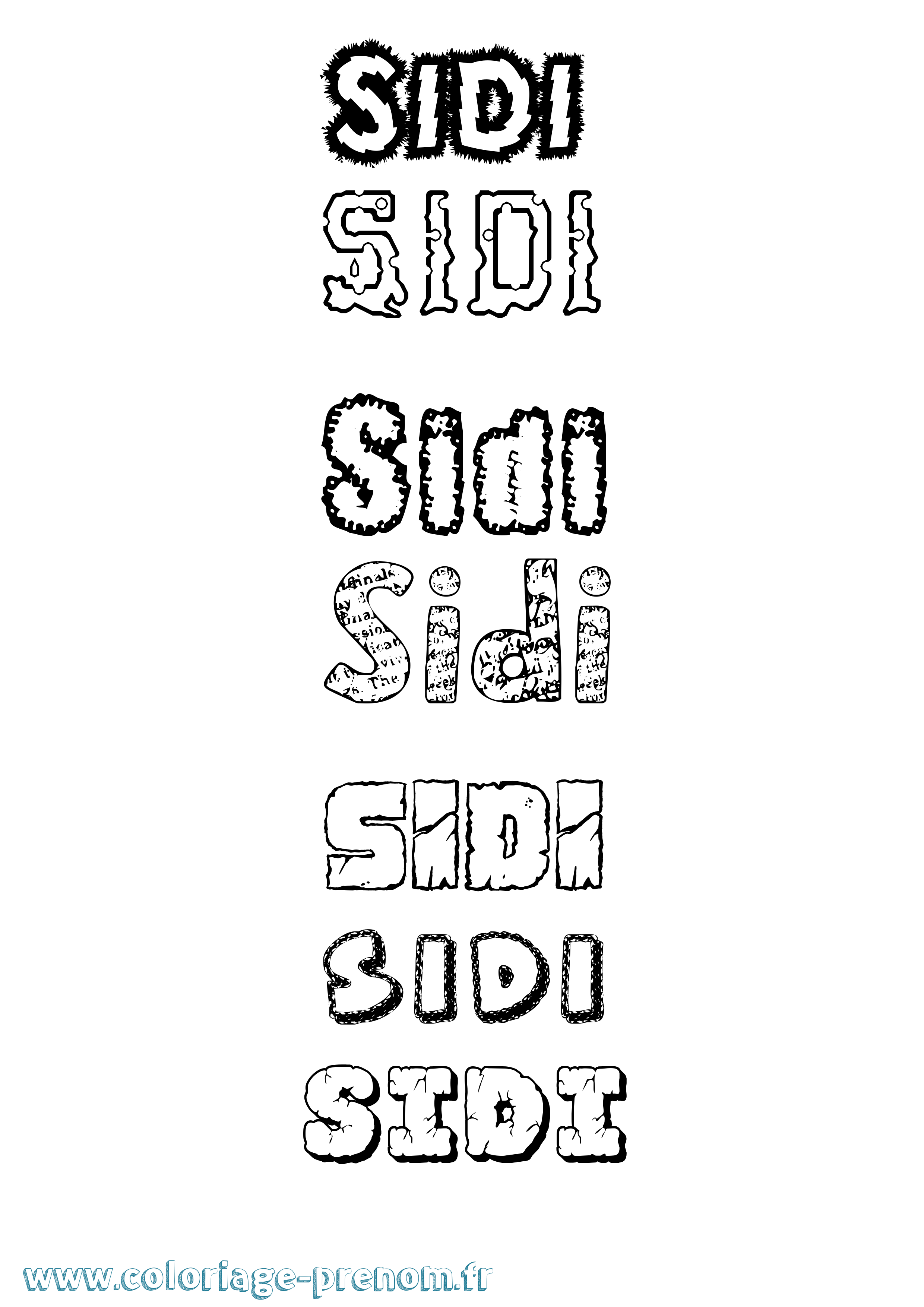 Coloriage Sidi Destructuré Coloriage prénom Sidi Destructuré