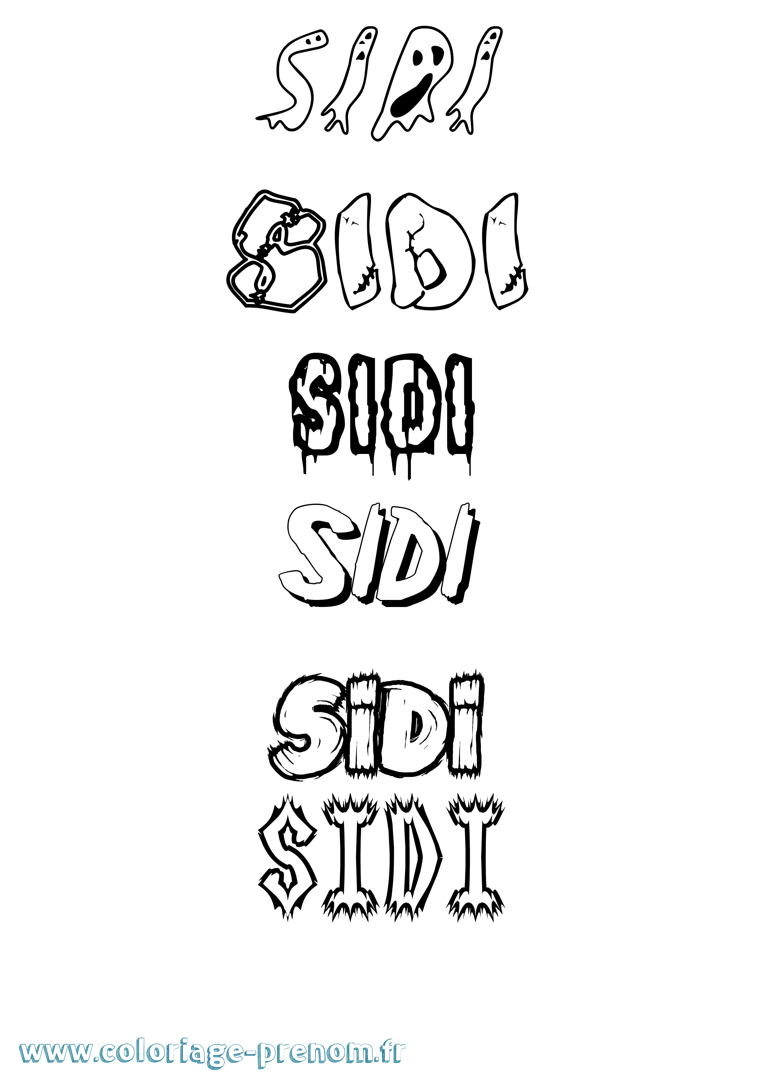Coloriage Sidi Frisson Coloriage prénom Sidi Frisson