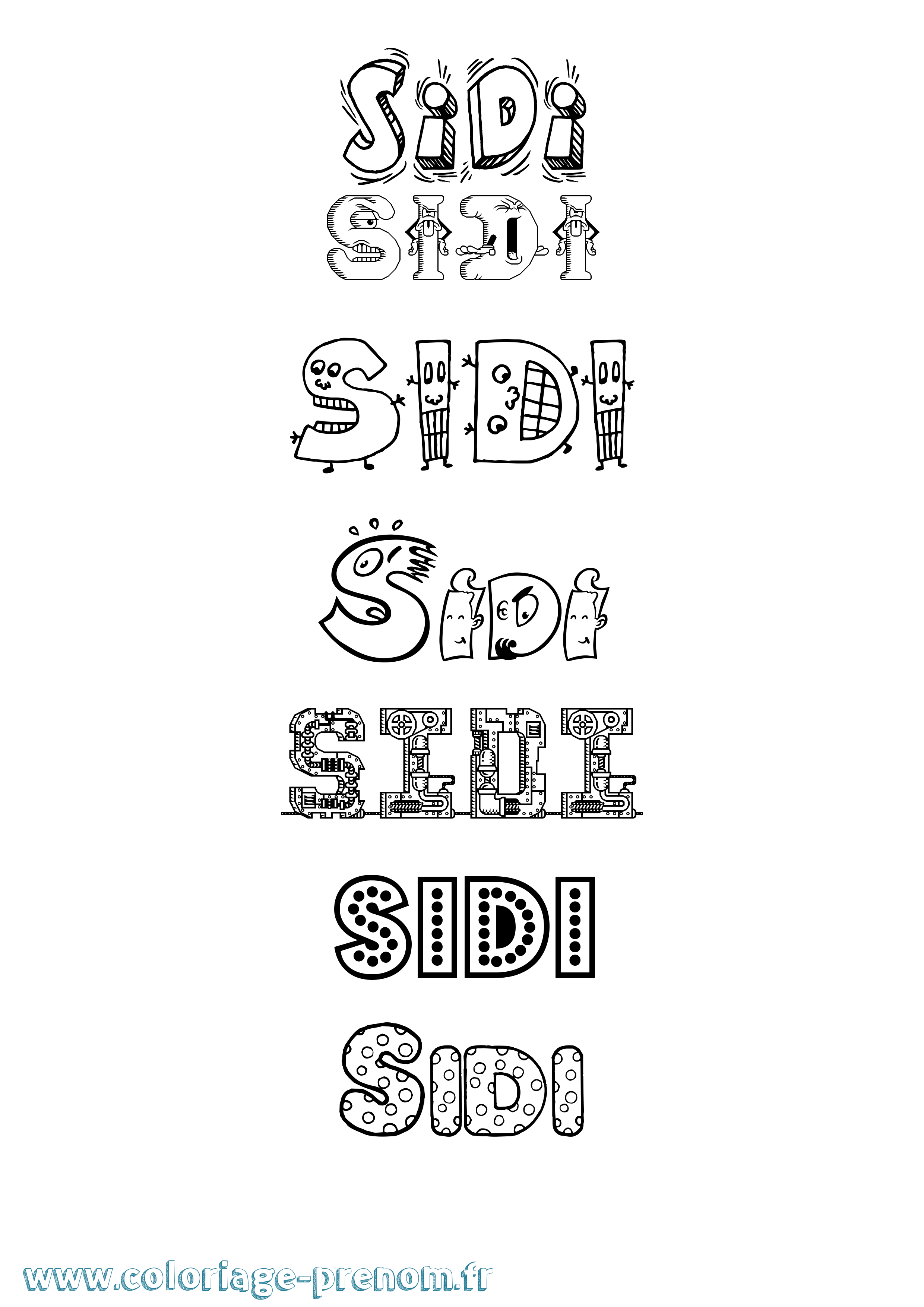 Coloriage Sidi Fun Coloriage prénom Sidi Fun