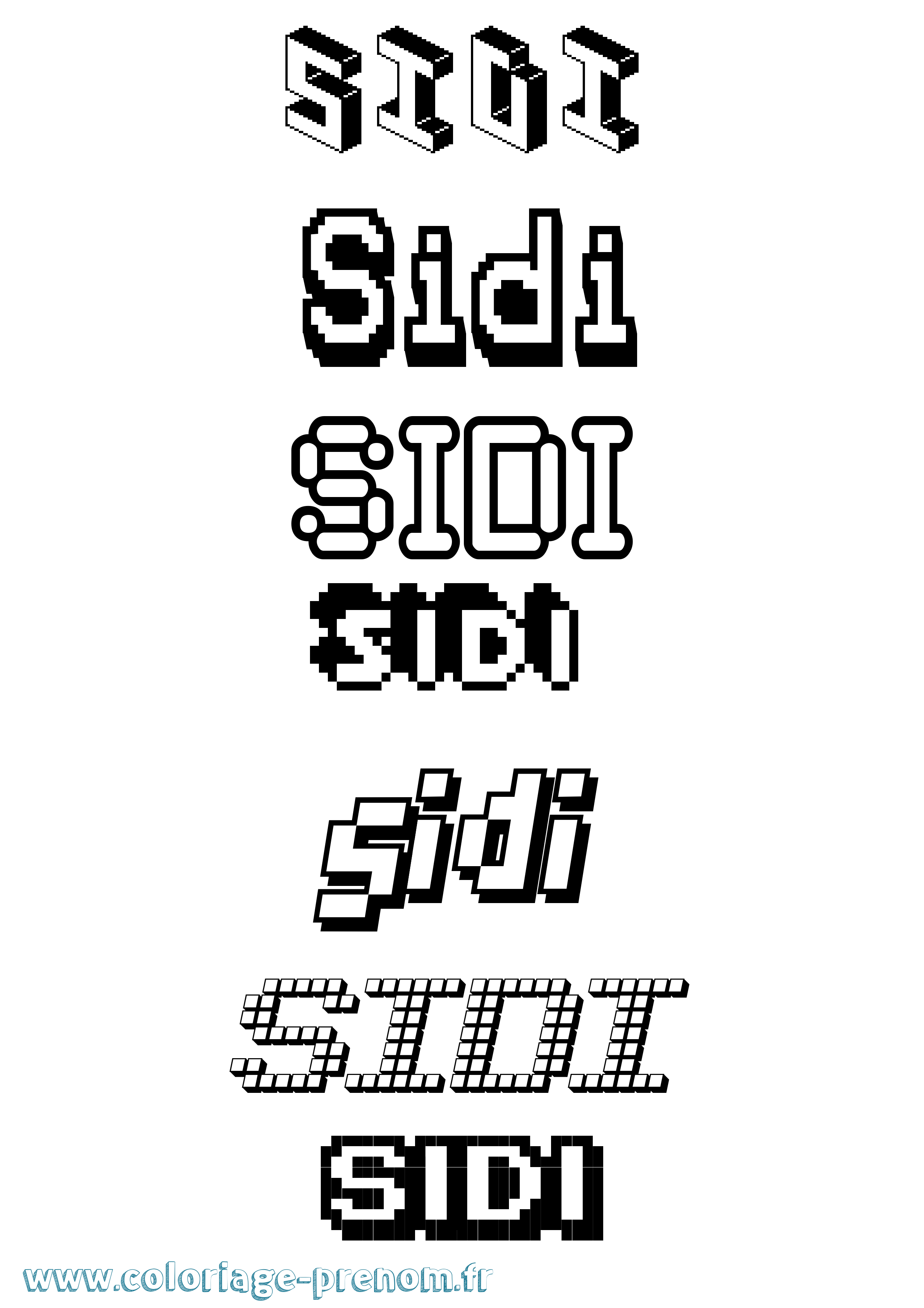 Coloriage Sidi Pixel Coloriage prénom Sidi Pixel
