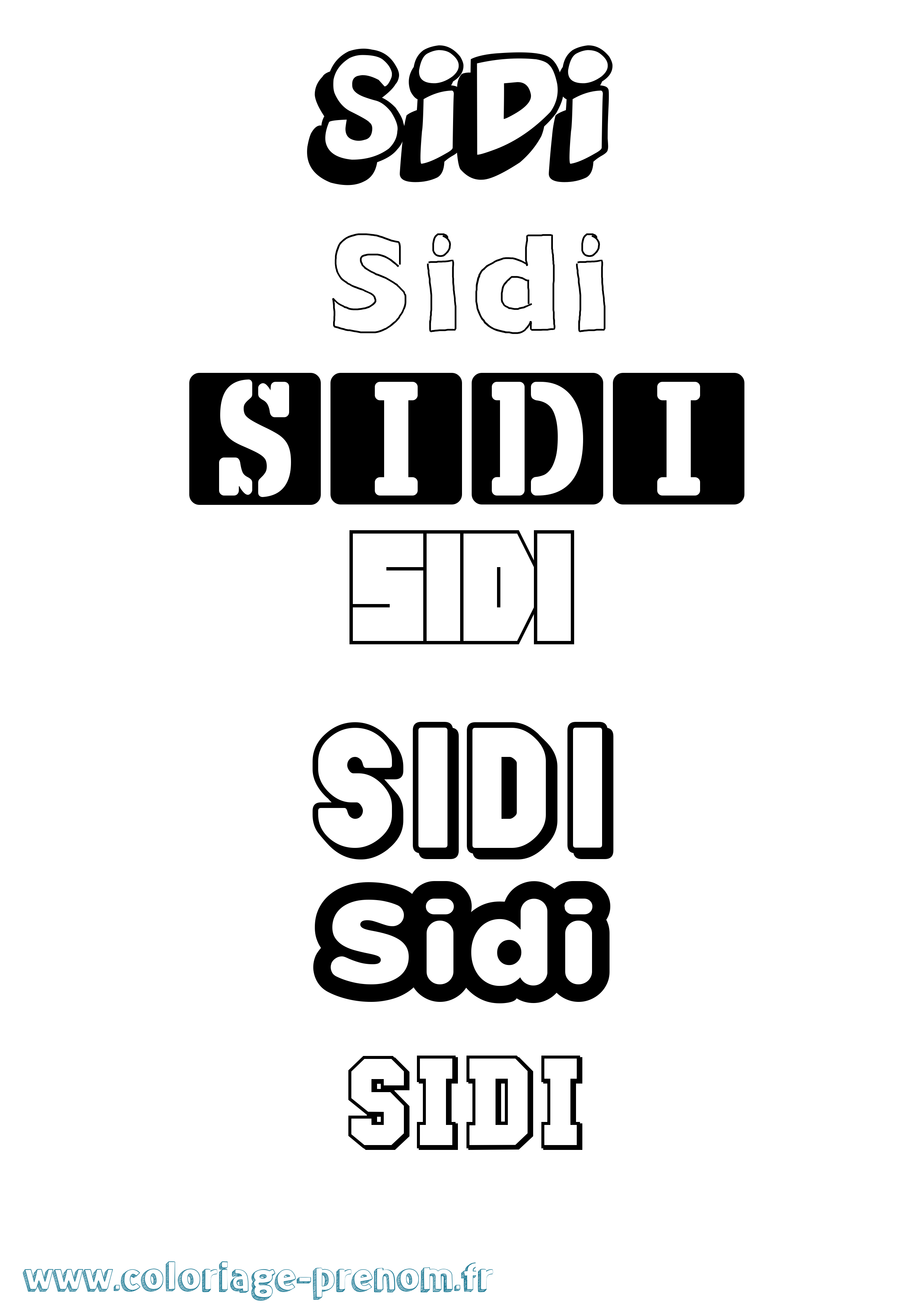 Coloriage Sidi Simple Coloriage prénom Sidi Simple
