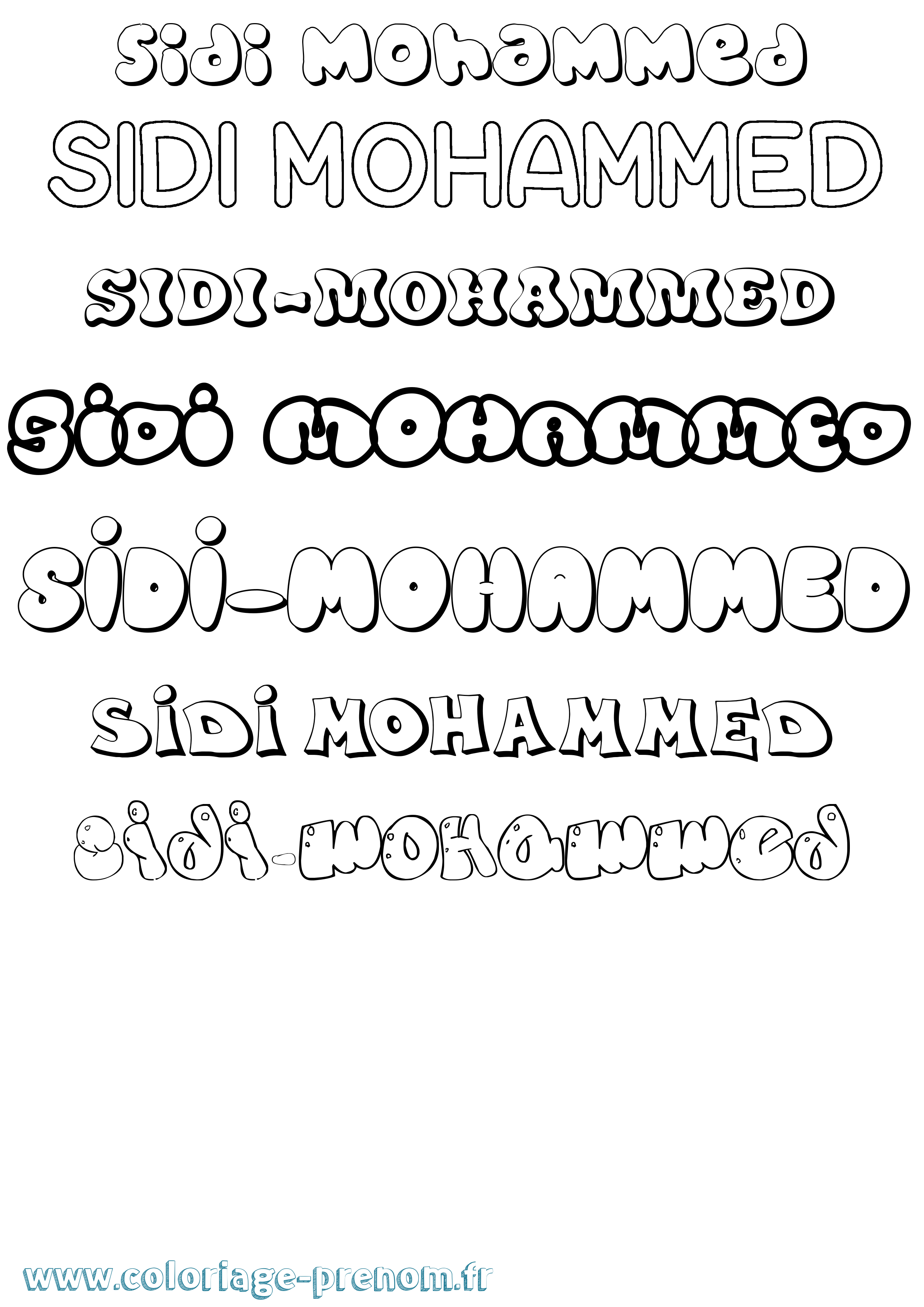 Coloriage Sidi-Mohammed Bubble Coloriage prénom Sidi-Mohammed Bubble