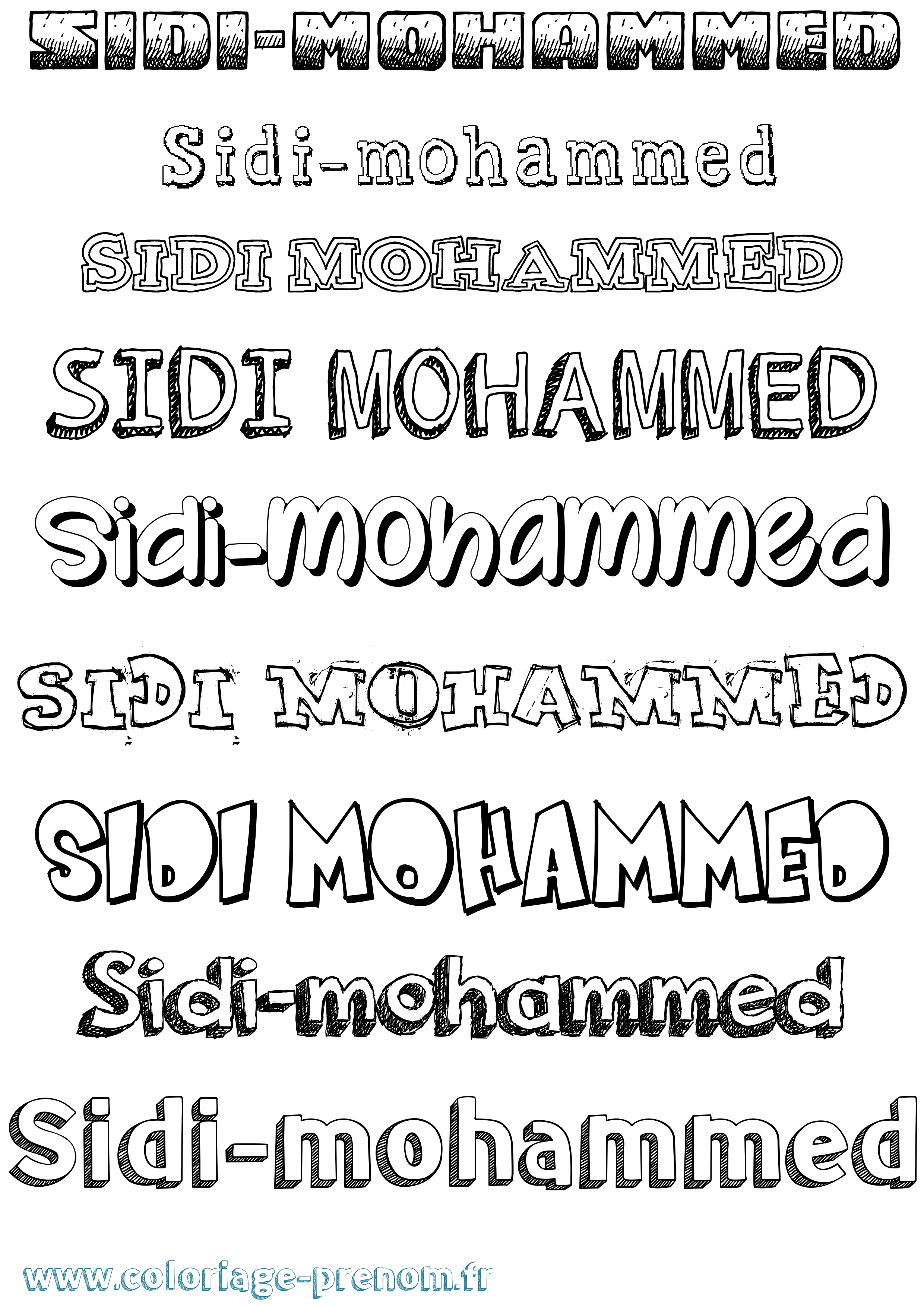 Coloriage Sidi-Mohammed Dessiné Coloriage prénom Sidi-Mohammed Dessiné
