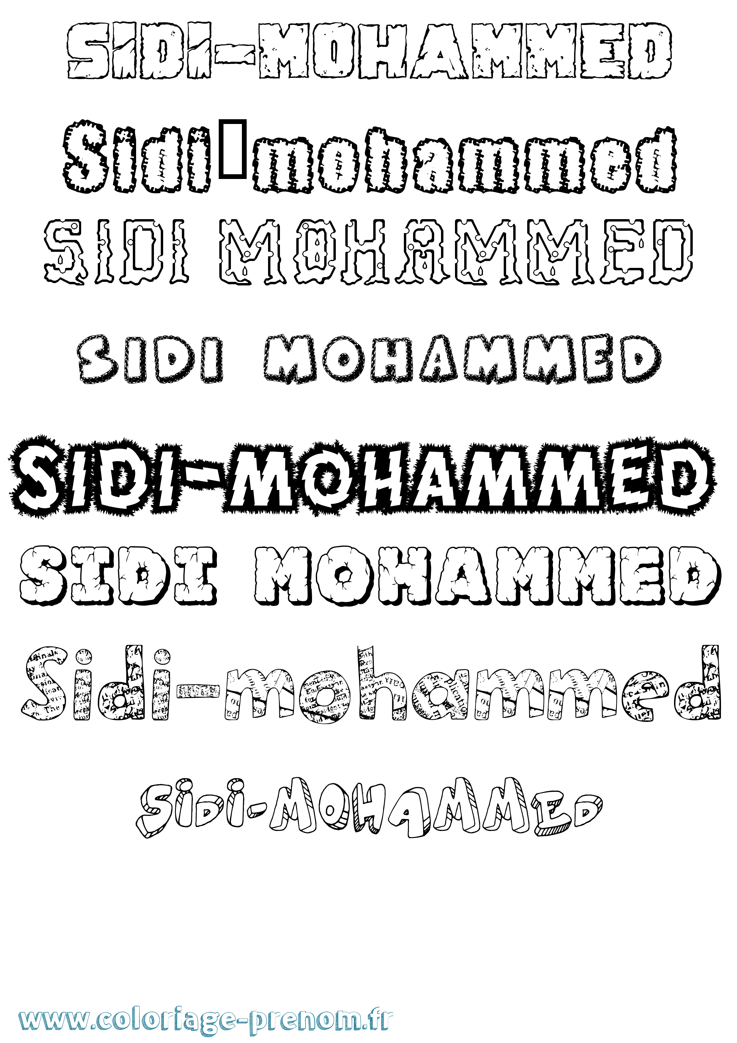 Coloriage Sidi-Mohammed Destructuré Coloriage prénom Sidi-Mohammed Destructuré