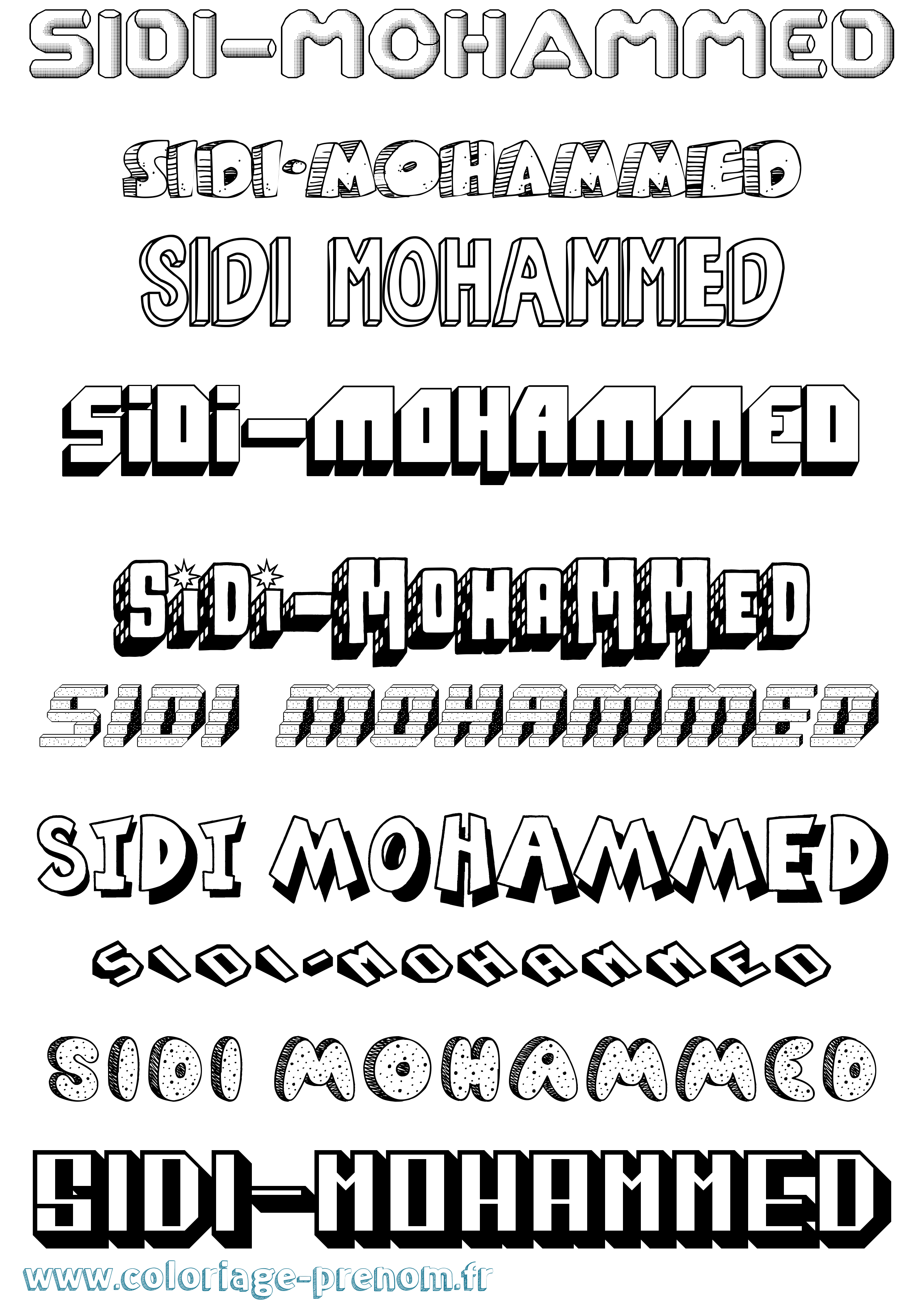 Coloriage Sidi-Mohammed Effet 3D Coloriage prénom Sidi-Mohammed Effet 3D