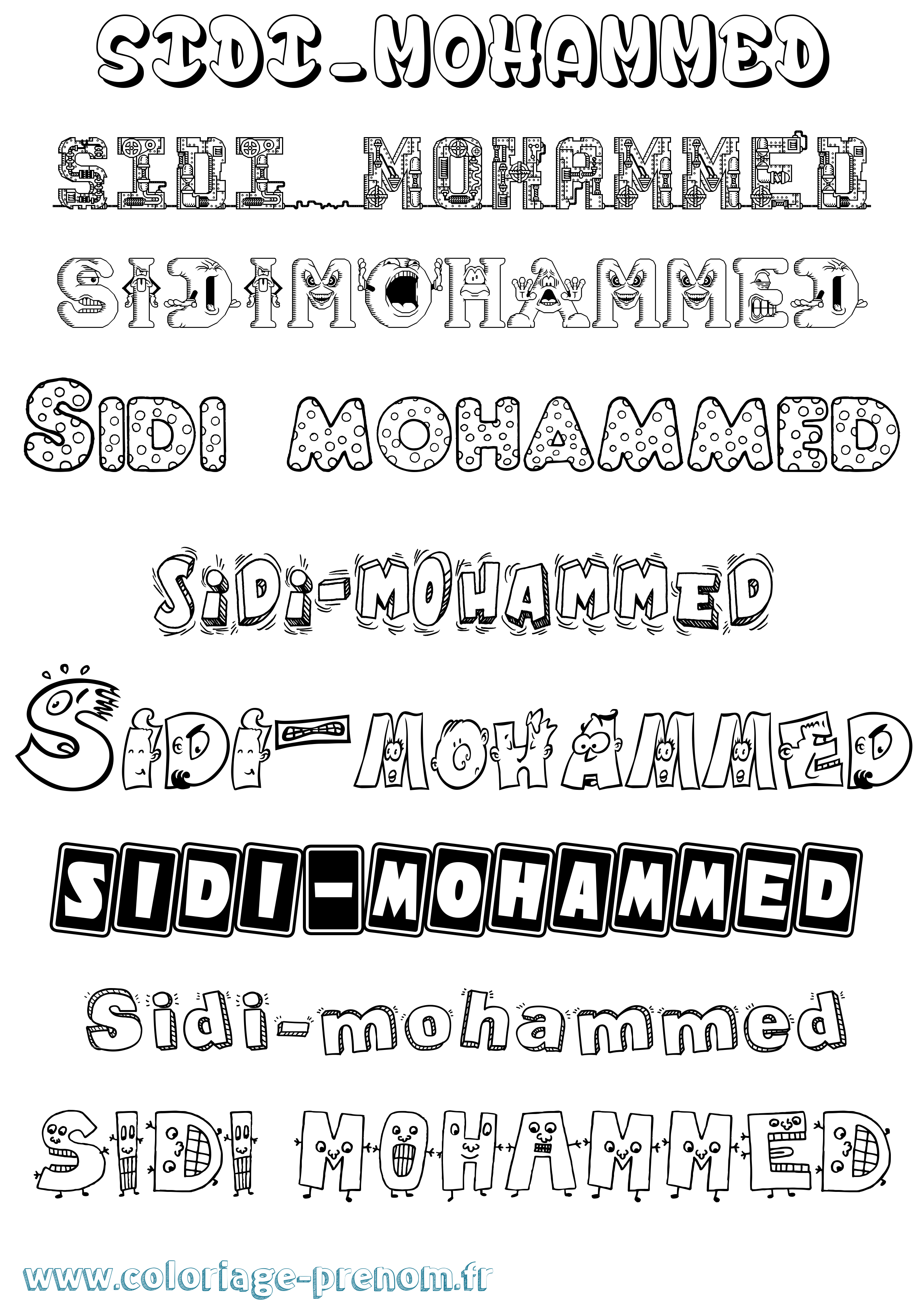 Coloriage Sidi-Mohammed Fun Coloriage prénom Sidi-Mohammed Fun
