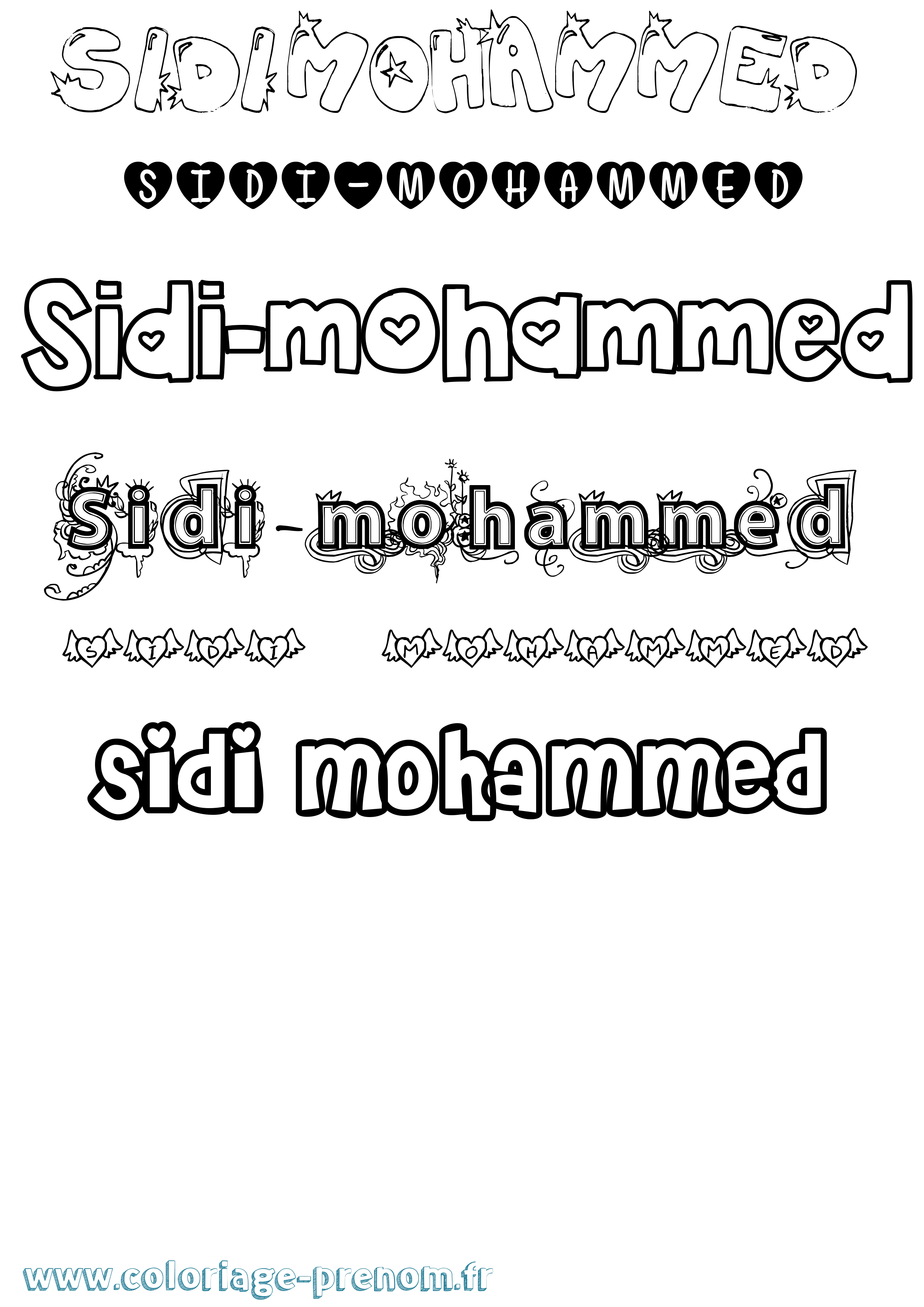 Coloriage Sidi-Mohammed Girly Coloriage prénom Sidi-Mohammed Girly