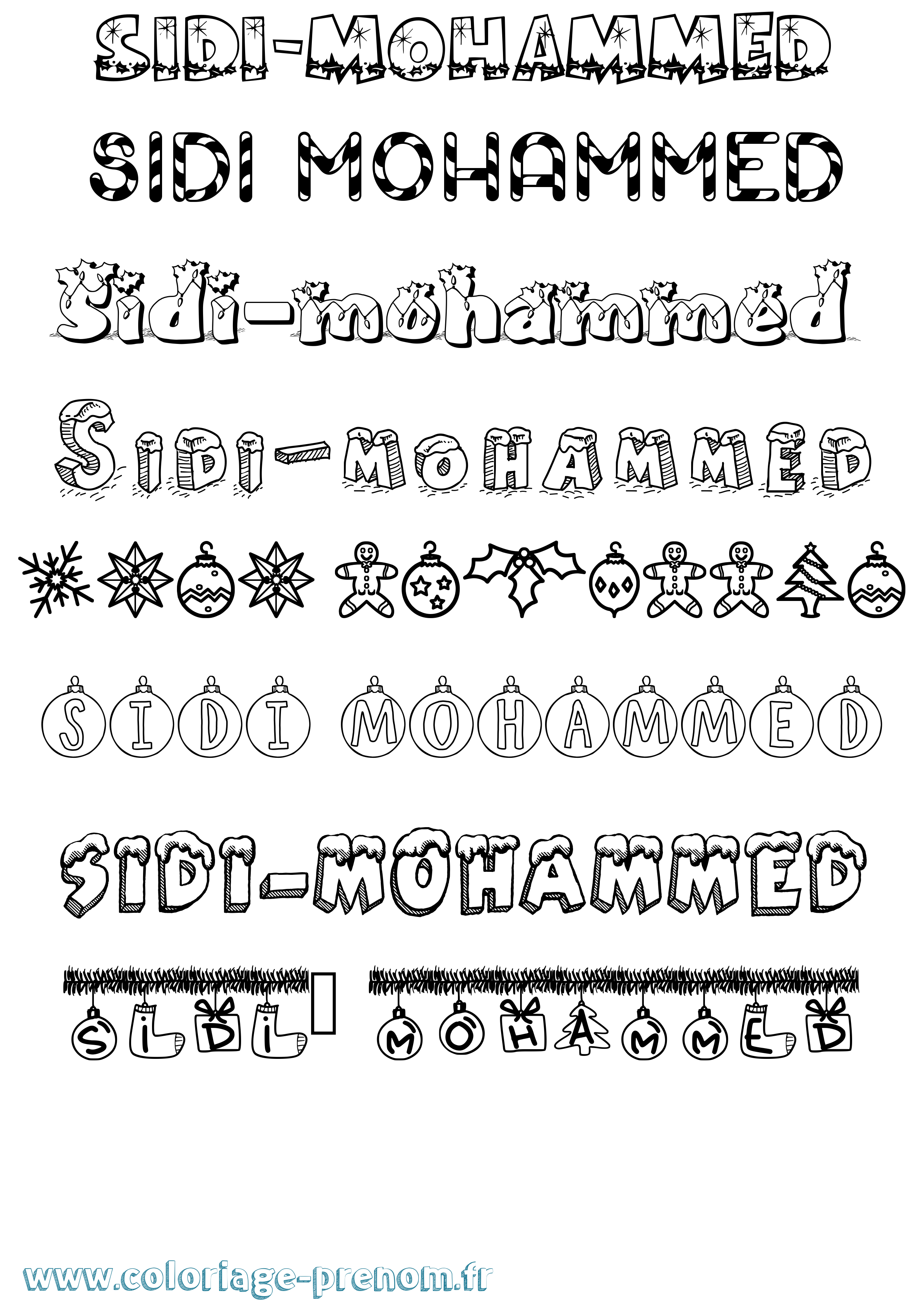 Coloriage Sidi-Mohammed Noël Coloriage prénom Sidi-Mohammed Noël
