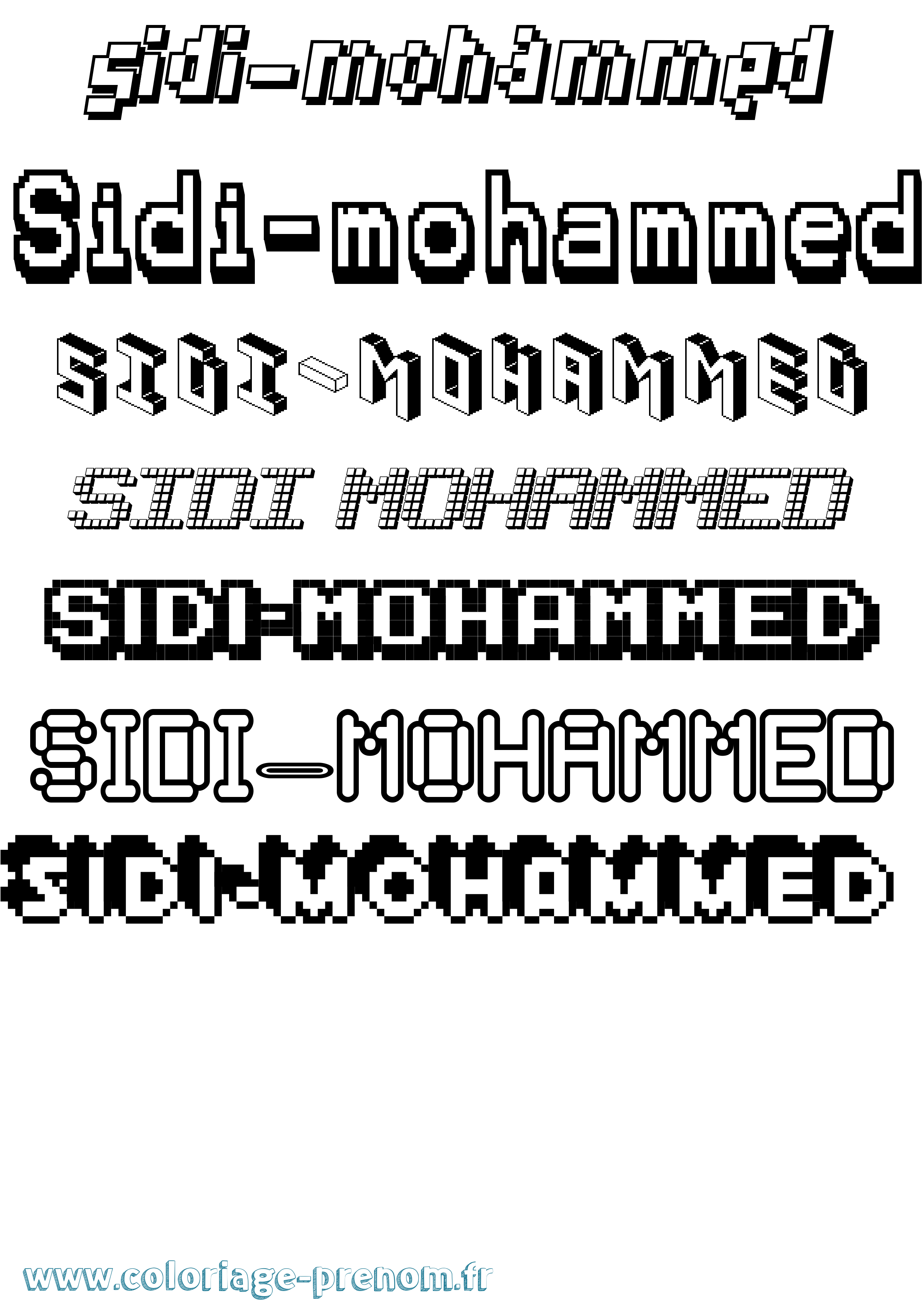 Coloriage Sidi-Mohammed Pixel Coloriage prénom Sidi-Mohammed Pixel