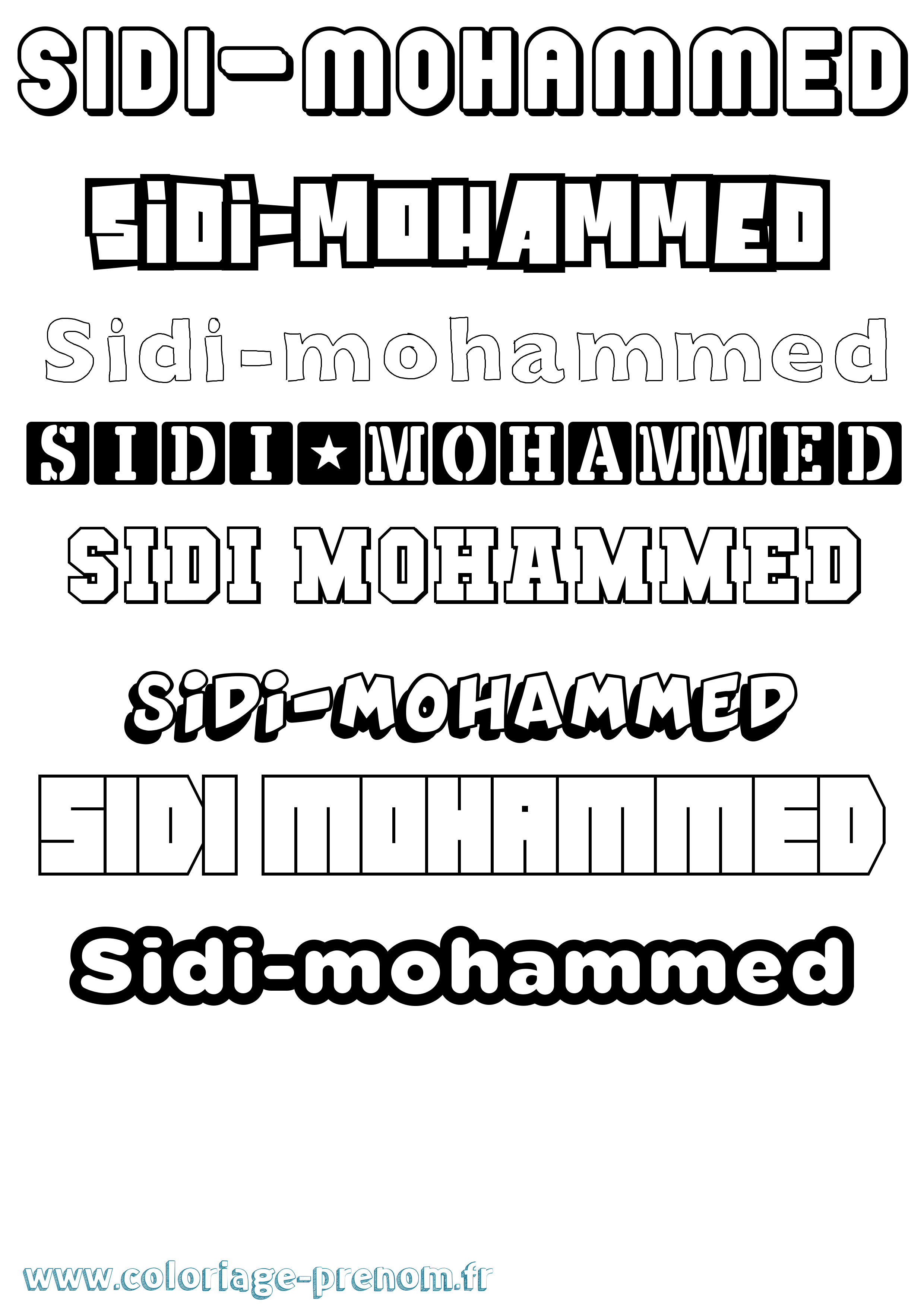 Coloriage Sidi-Mohammed Simple Coloriage prénom Sidi-Mohammed Simple