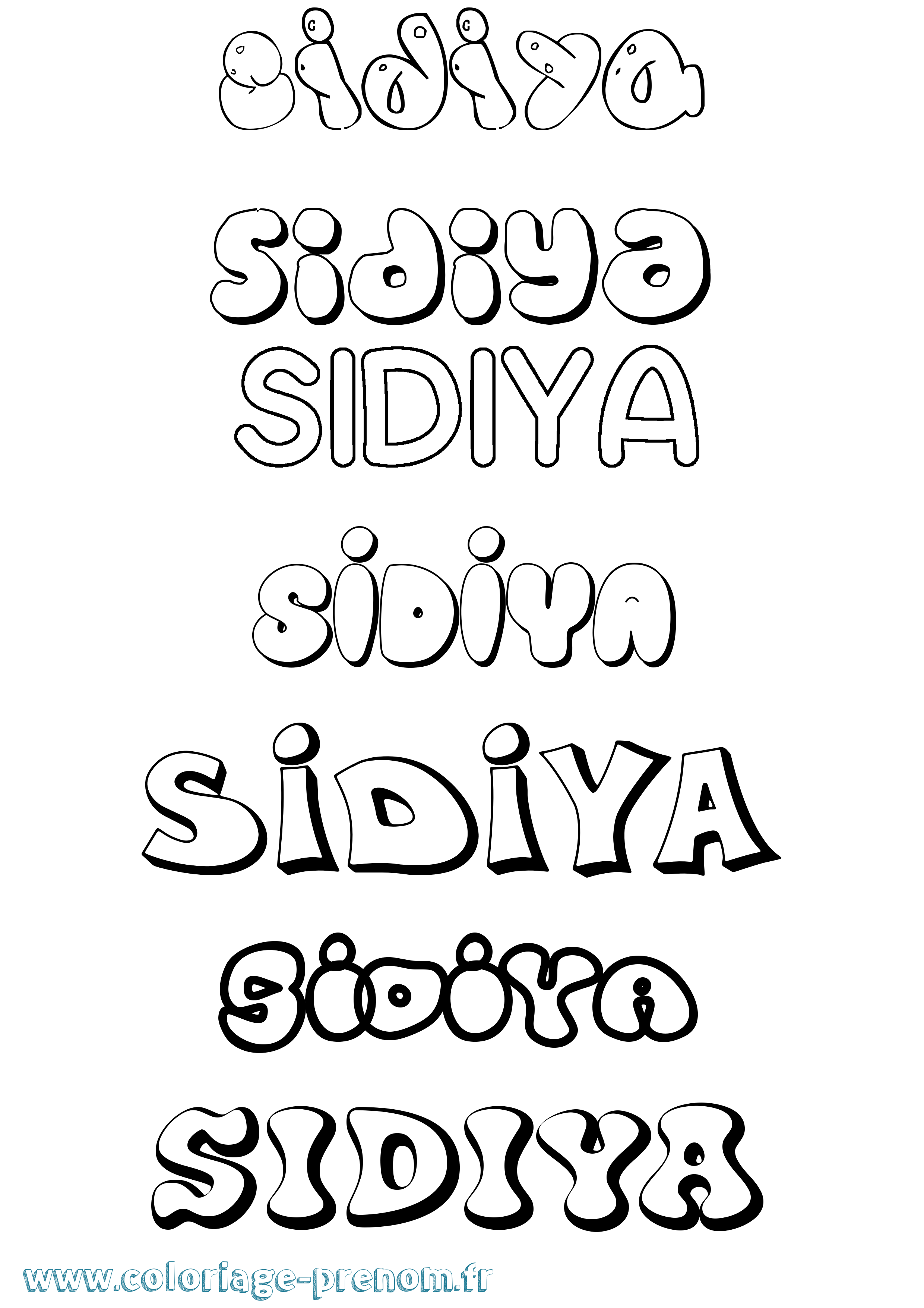 Coloriage Sidiya Bubble Coloriage prénom Sidiya Bubble