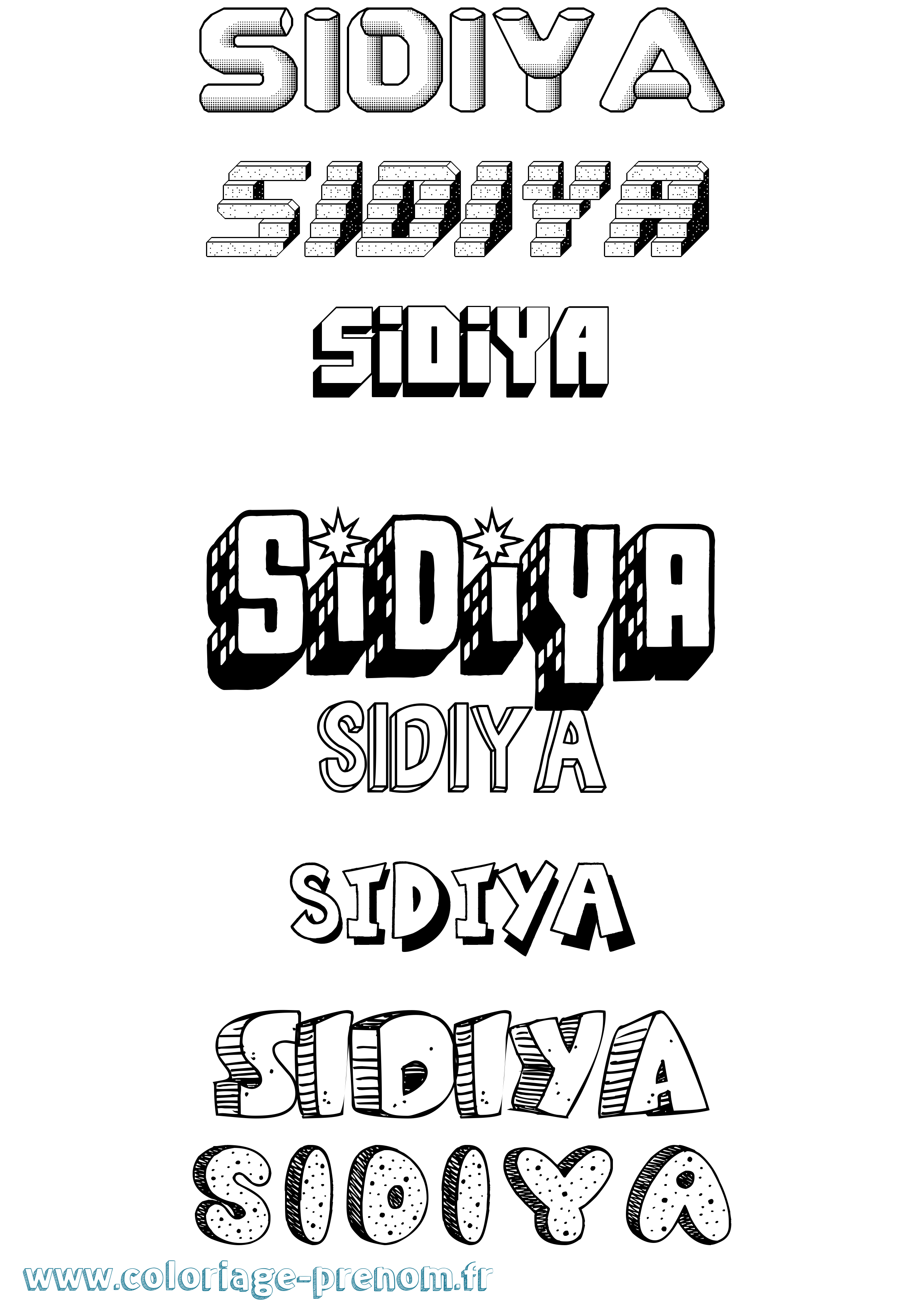 Coloriage Sidiya Effet 3D Coloriage prénom Sidiya Effet 3D