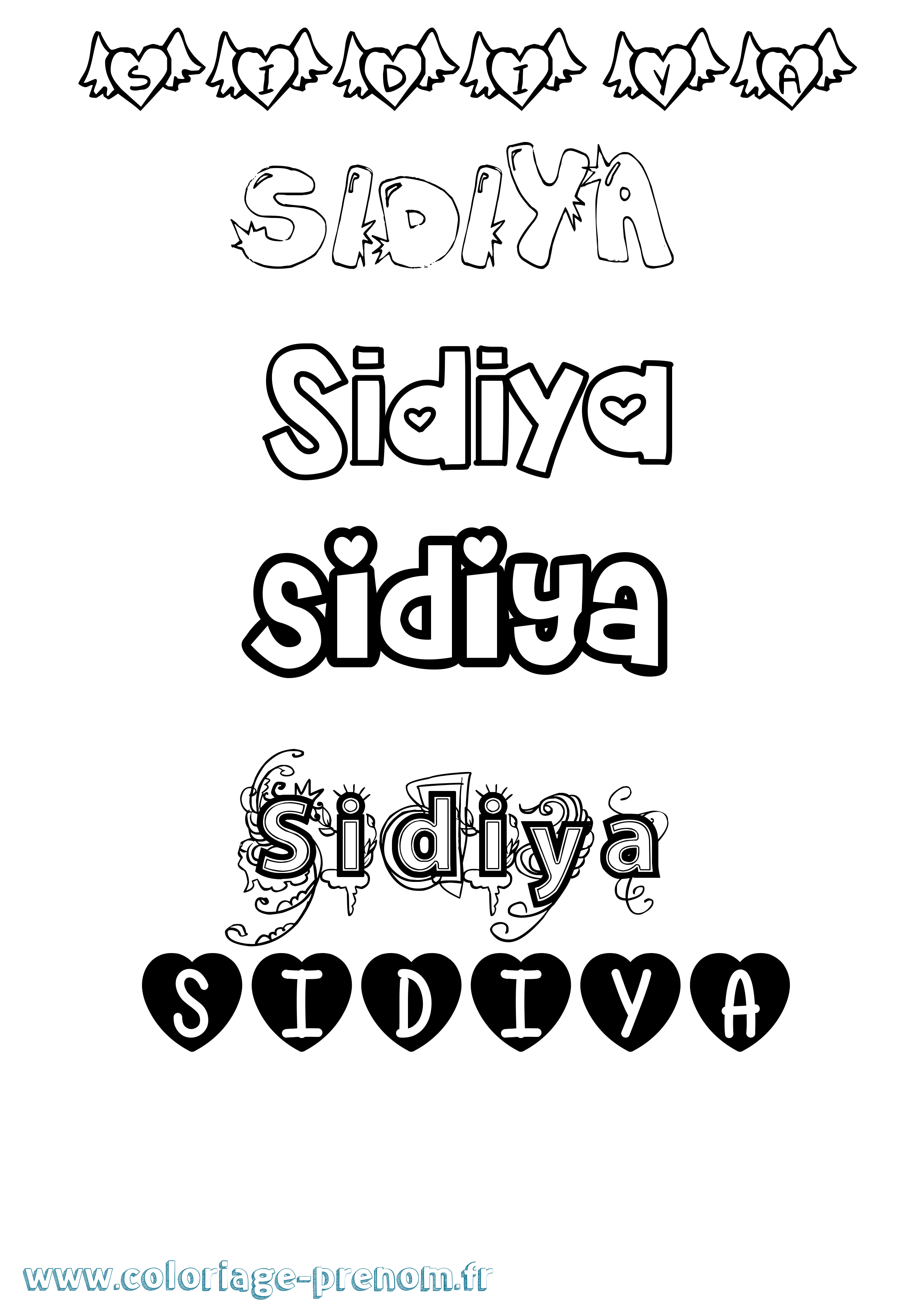 Coloriage Sidiya Girly Coloriage prénom Sidiya Girly