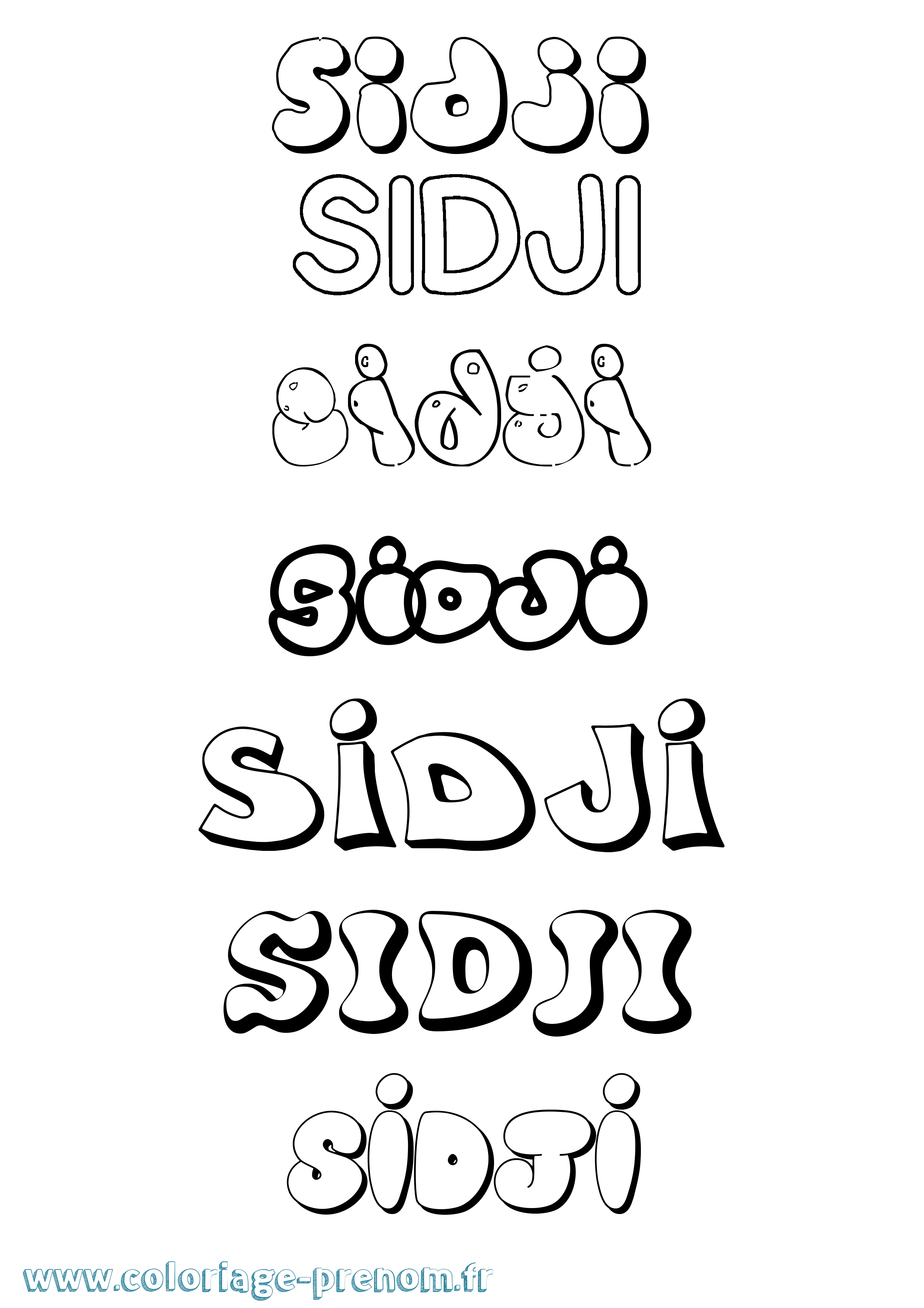 Coloriage Sidji Bubble Coloriage prénom Sidji Bubble