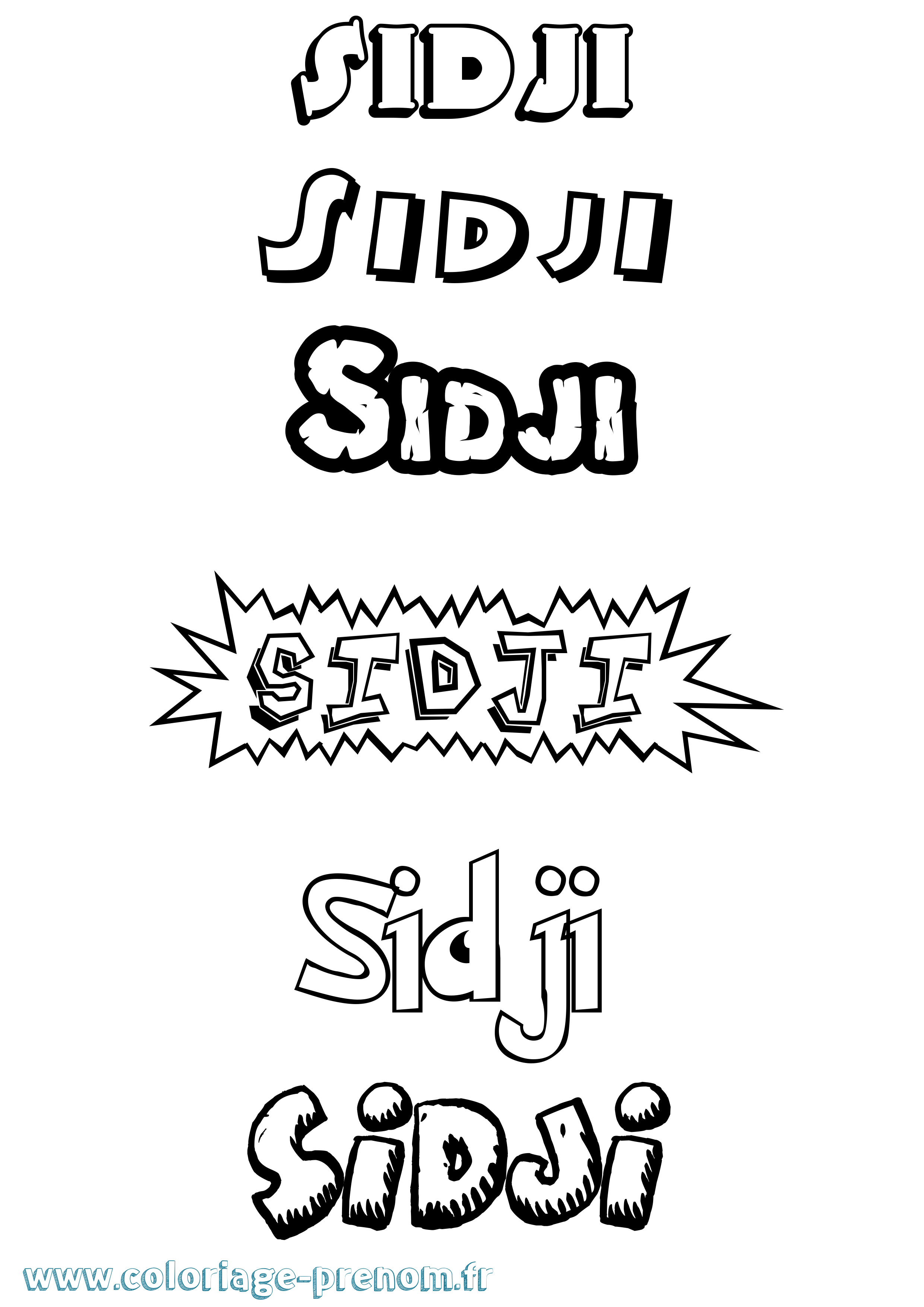 Coloriage Sidji Dessin Animé Coloriage prénom Sidji Dessin Animé