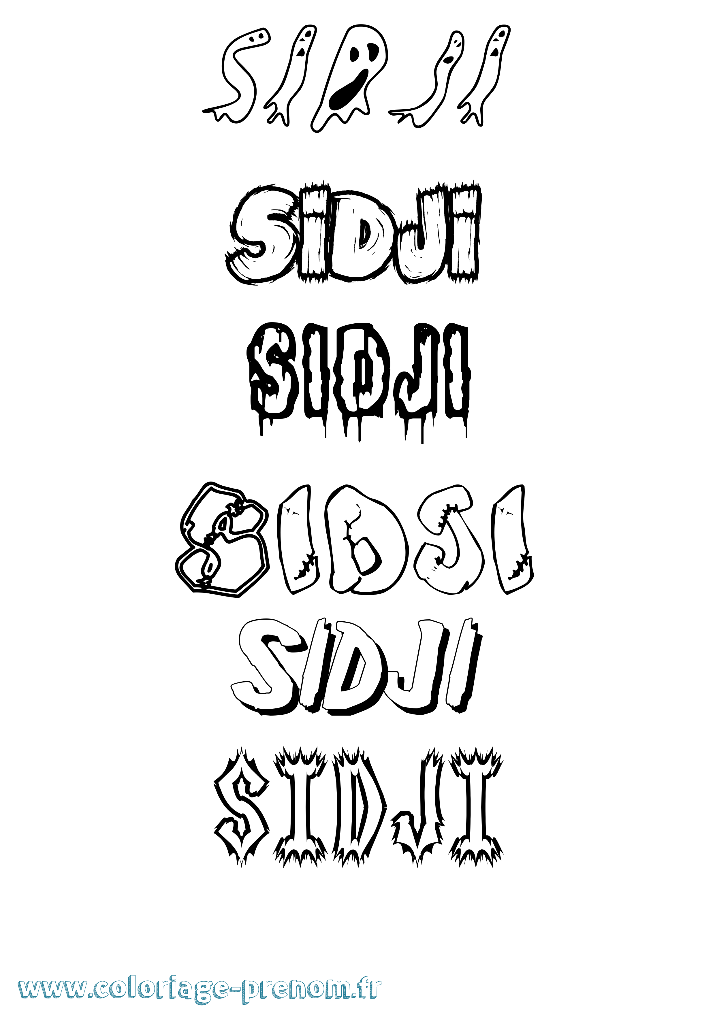 Coloriage Sidji Frisson Coloriage prénom Sidji Frisson