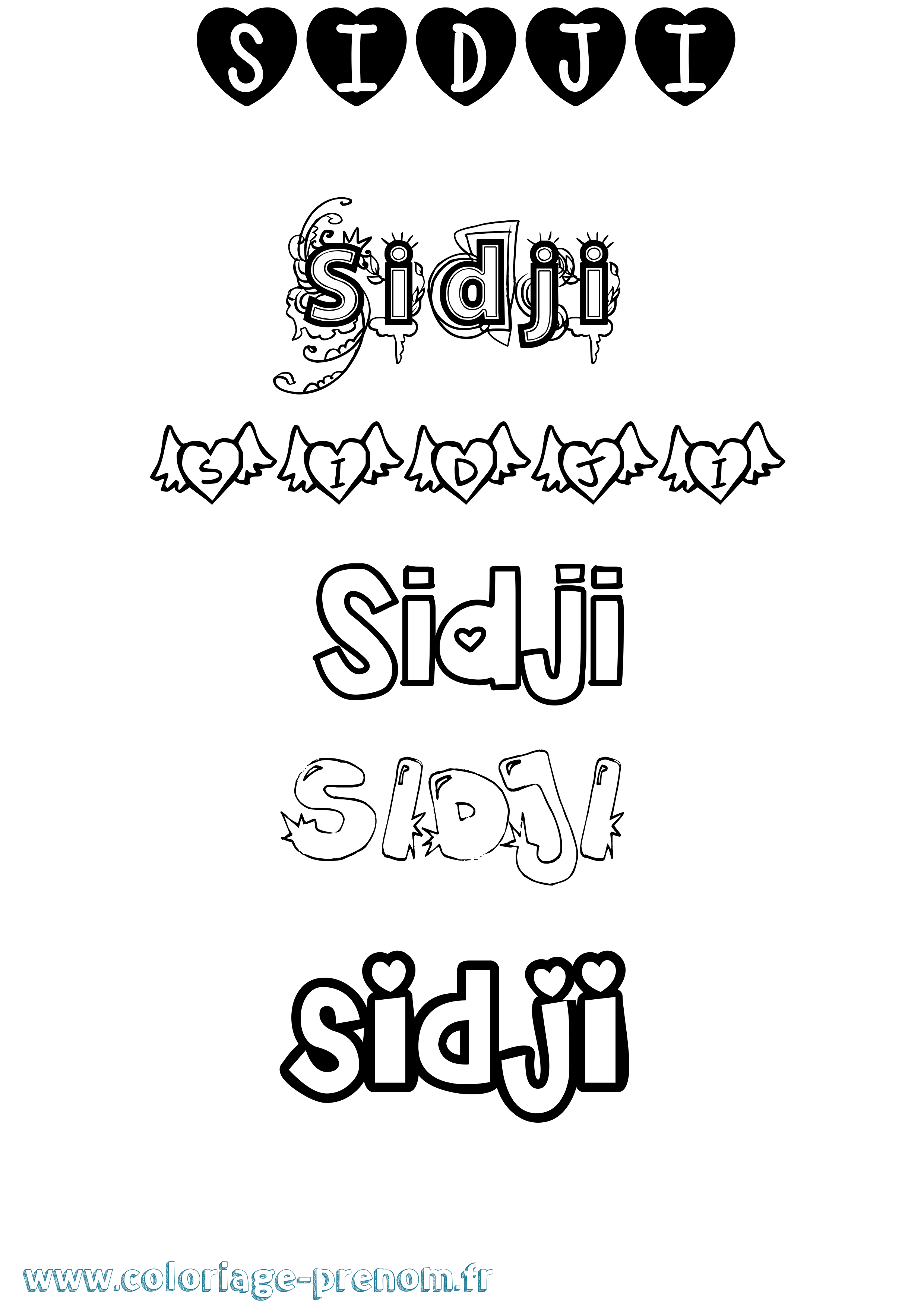 Coloriage Sidji Girly Coloriage prénom Sidji Girly