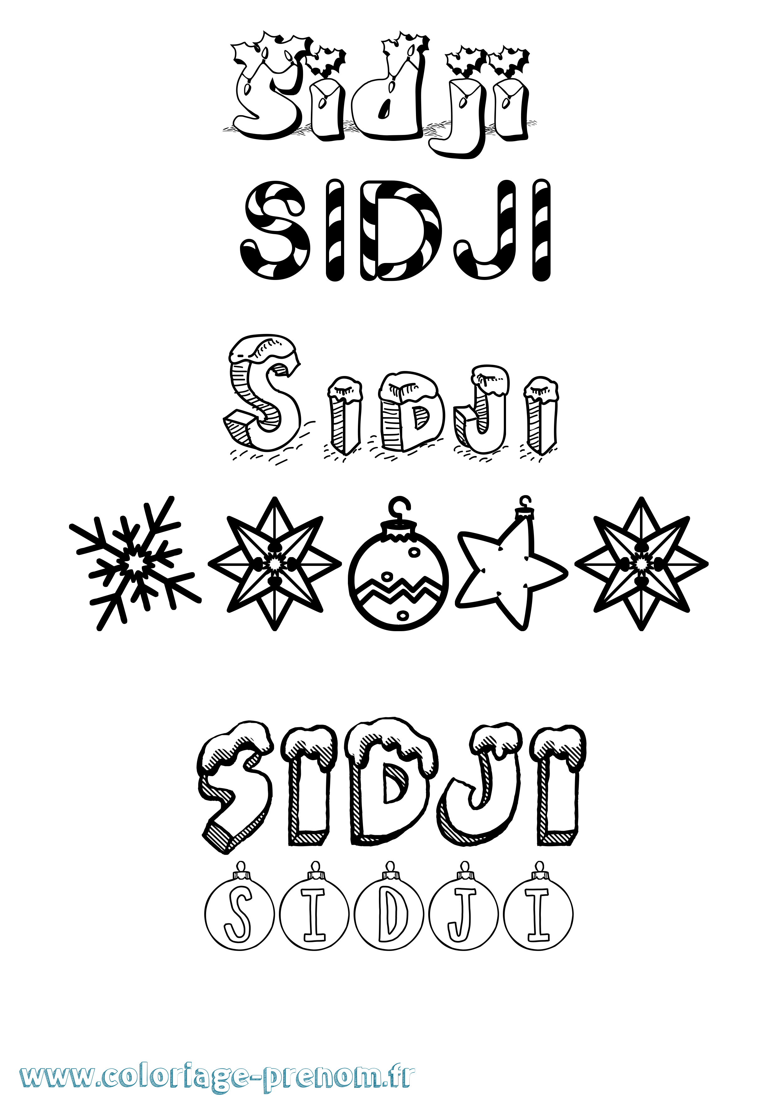 Coloriage Sidji Noël Coloriage prénom Sidji Noël