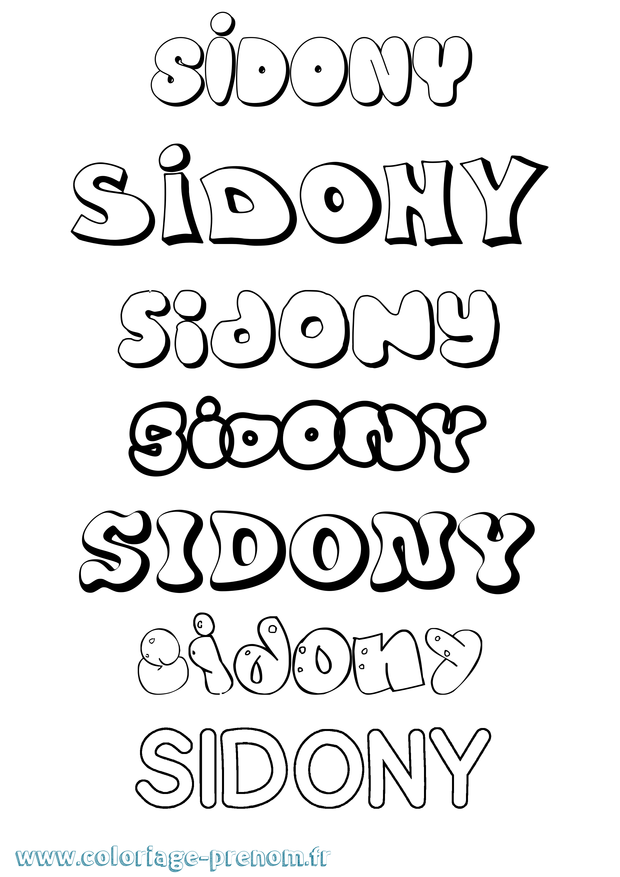 Coloriage Sidony Bubble Coloriage prénom Sidony Bubble