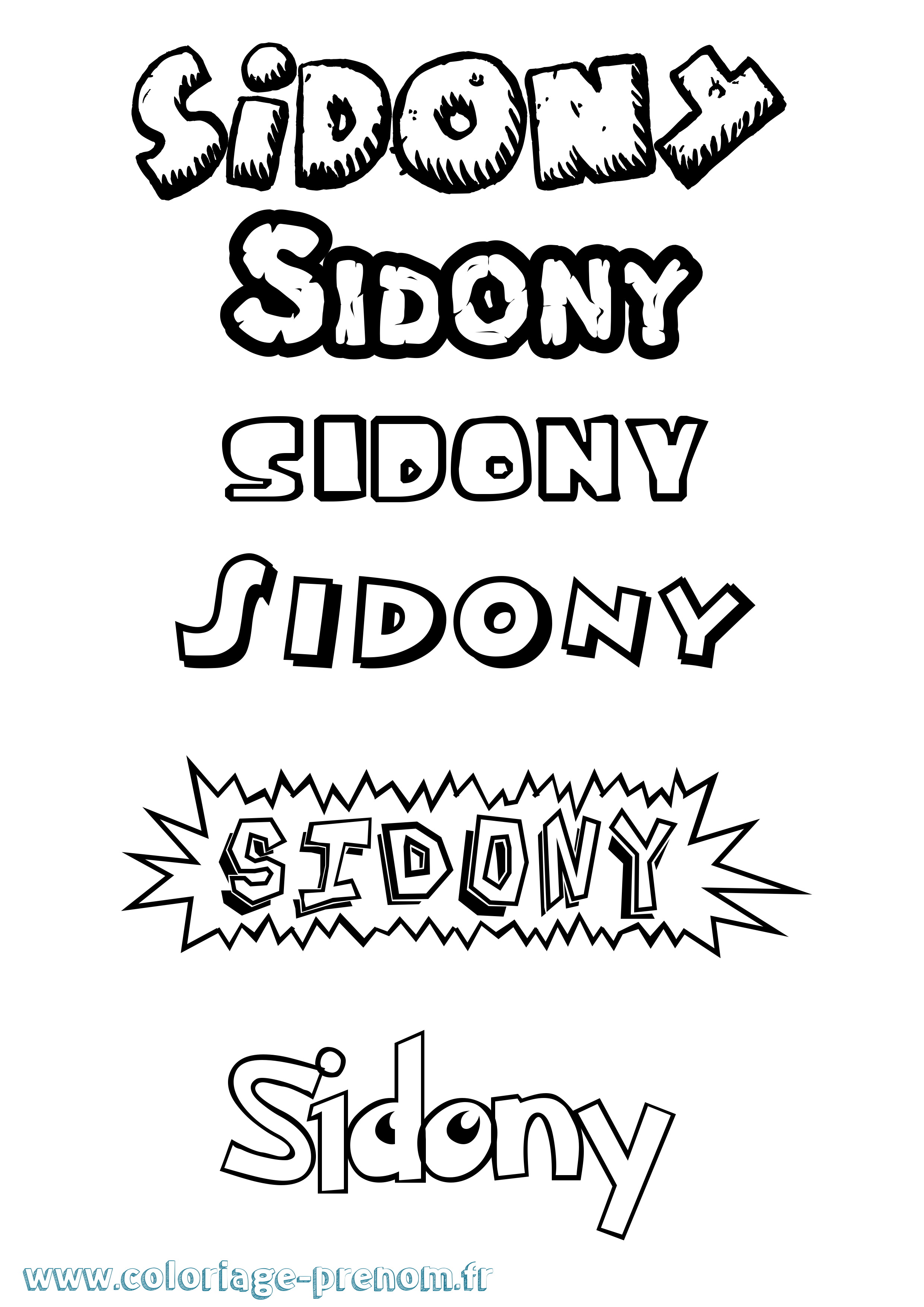 Coloriage Sidony Dessin Animé Coloriage prénom Sidony Dessin Animé
