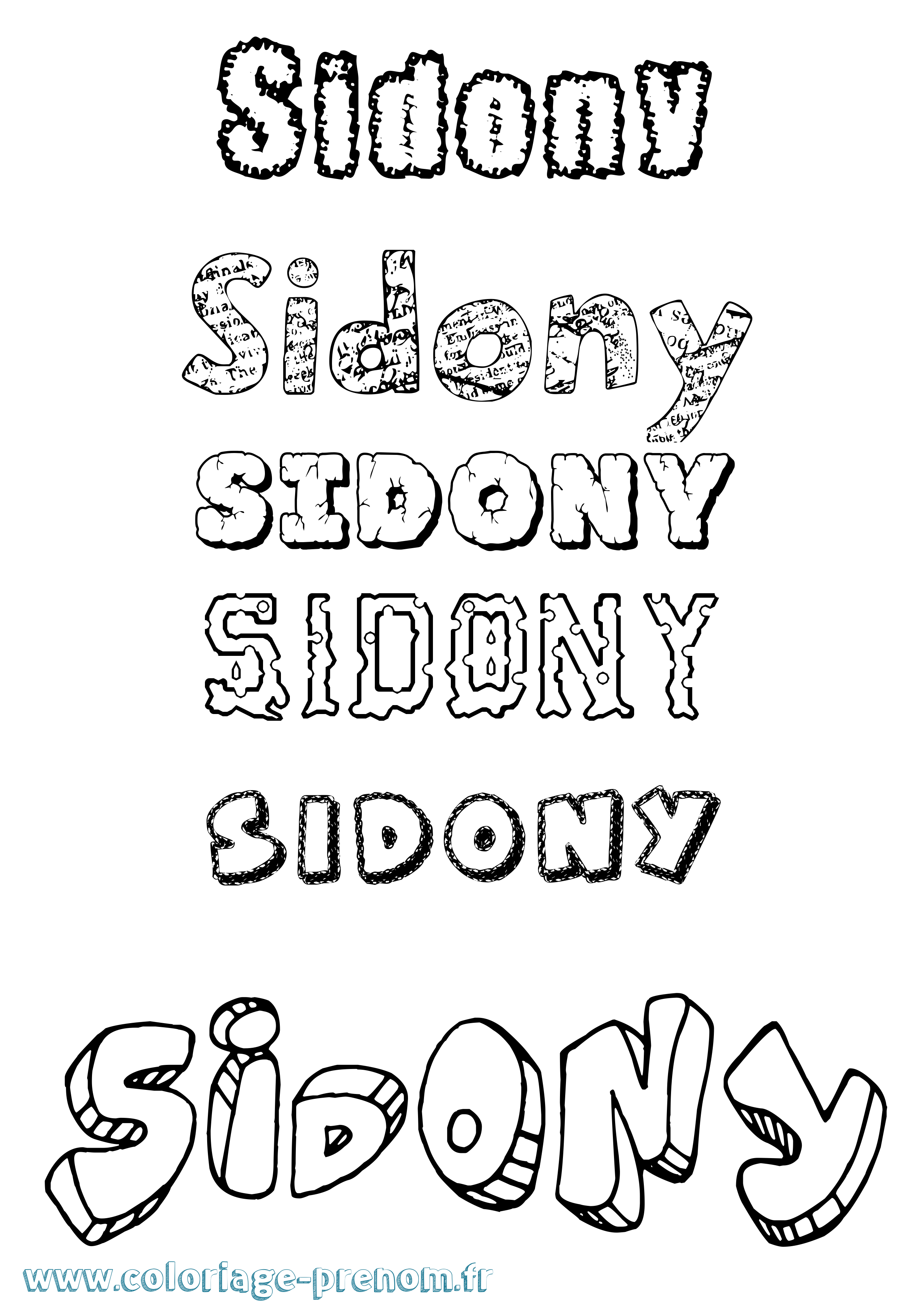 Coloriage Sidony Destructuré Coloriage prénom Sidony Destructuré