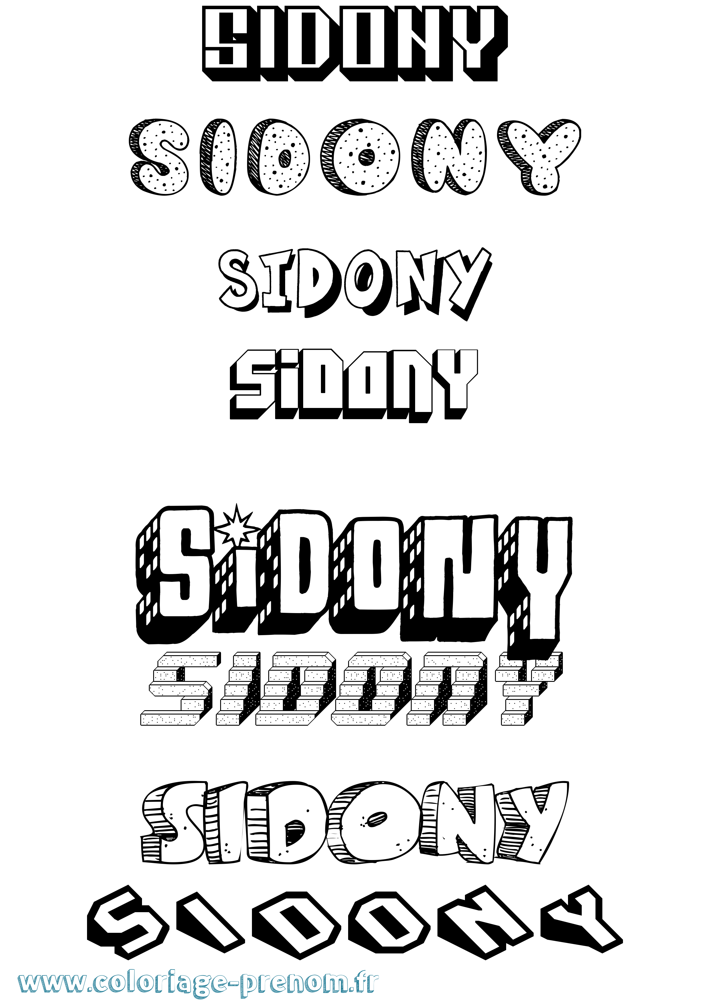 Coloriage Sidony Effet 3D Coloriage prénom Sidony Effet 3D
