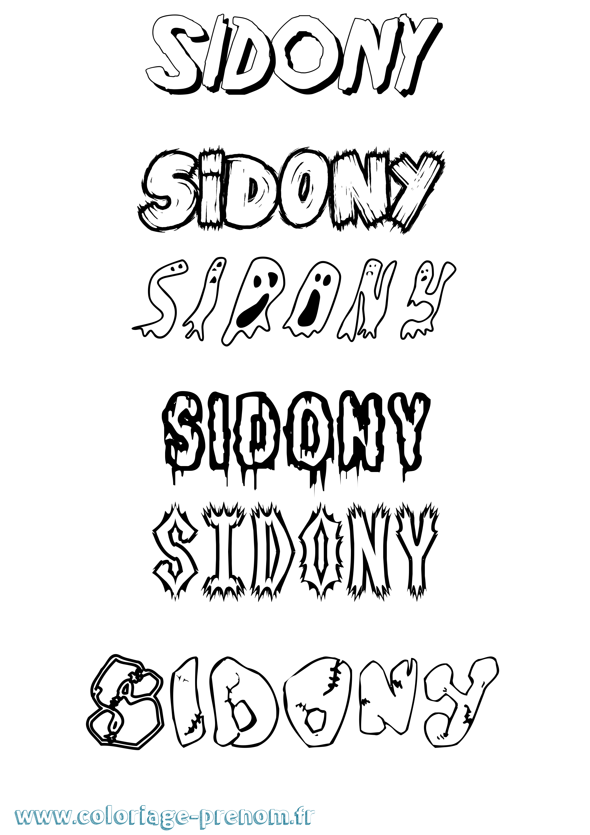 Coloriage Sidony Frisson Coloriage prénom Sidony Frisson