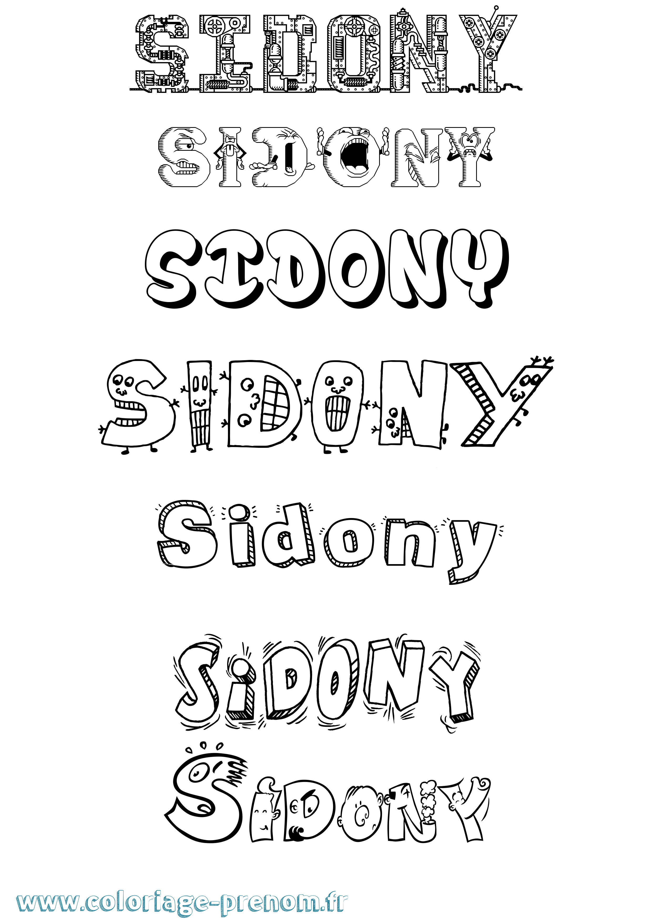 Coloriage Sidony Fun Coloriage prénom Sidony Fun