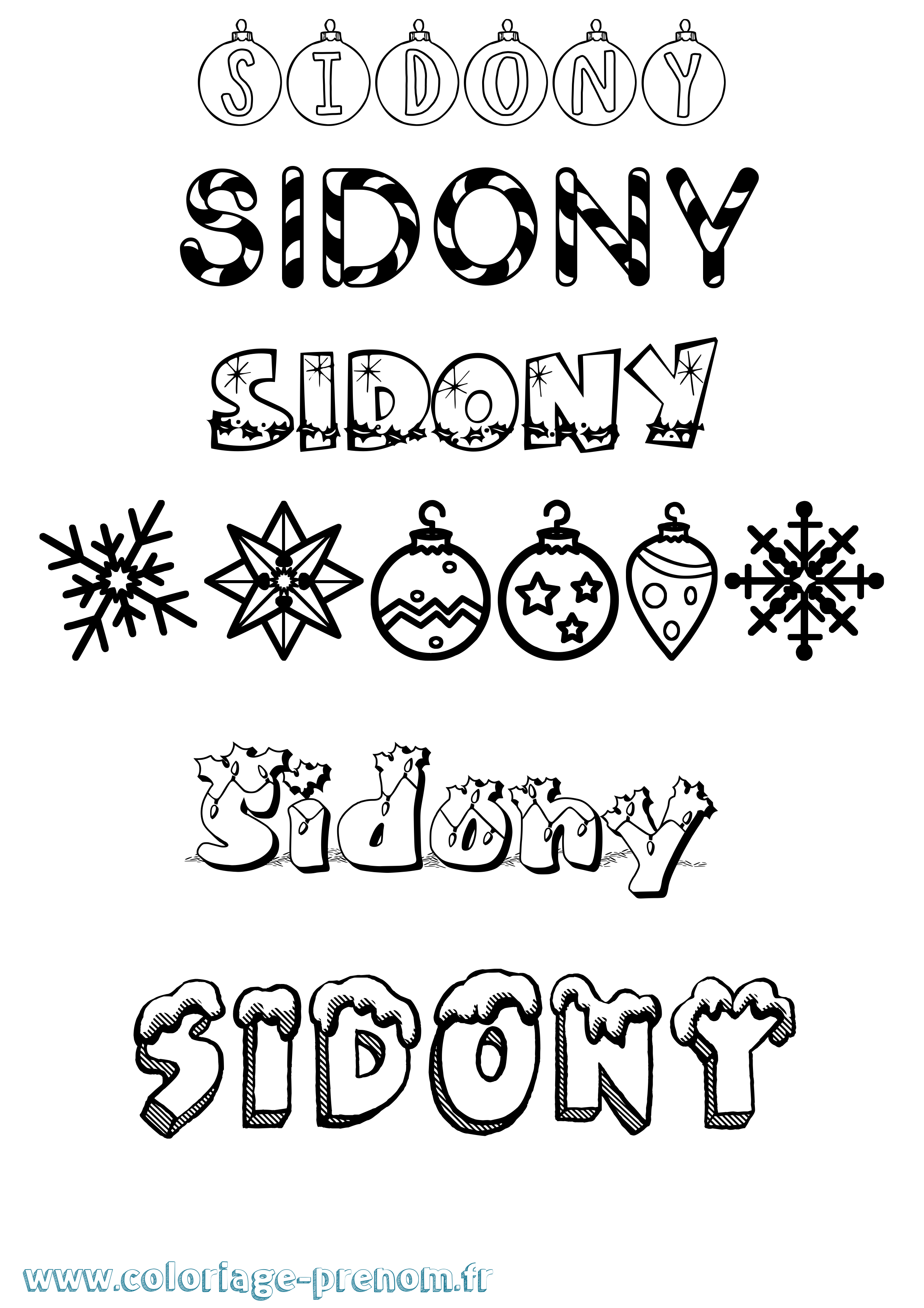 Coloriage Sidony Noël Coloriage prénom Sidony Noël