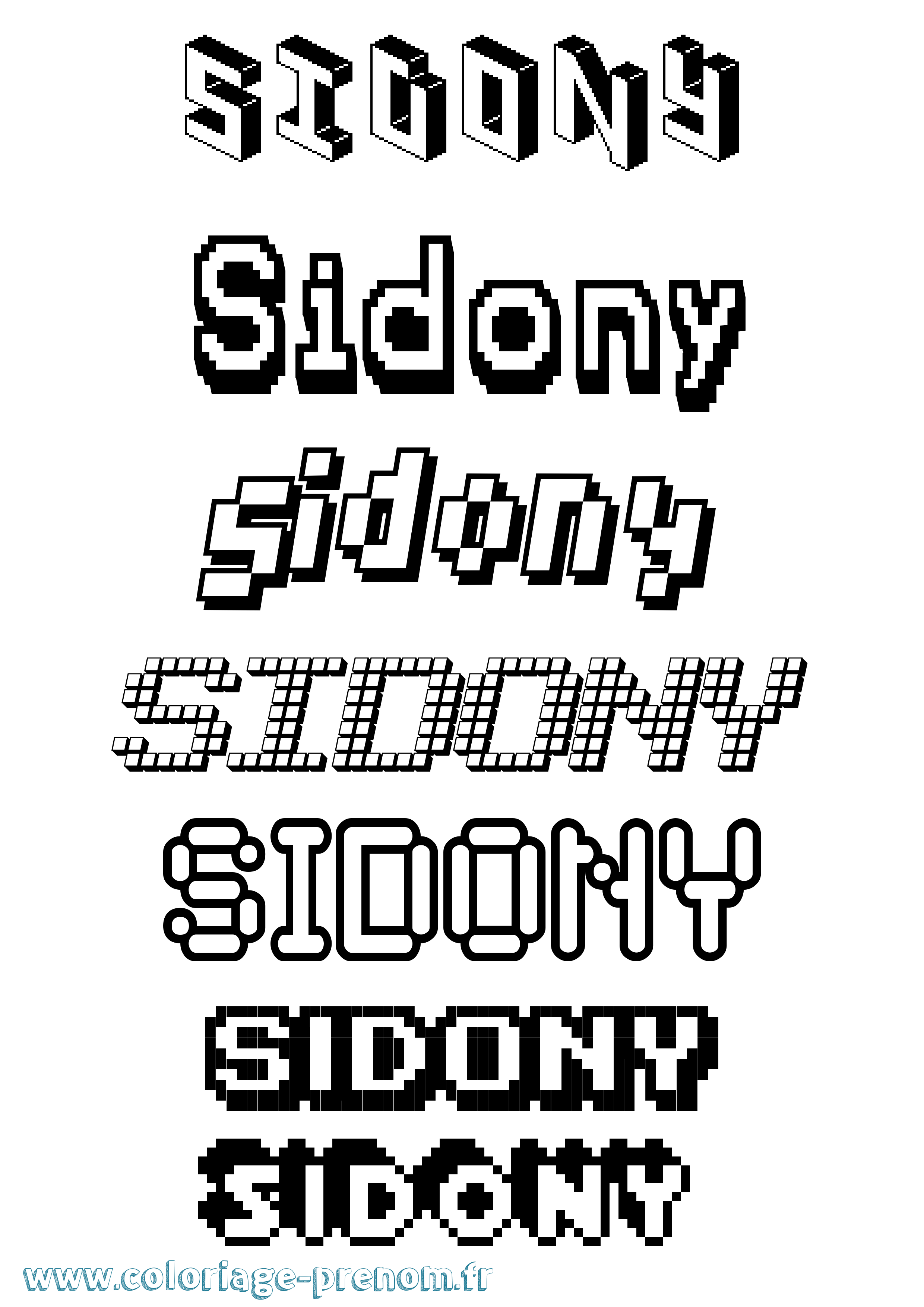 Coloriage Sidony Pixel Coloriage prénom Sidony Pixel