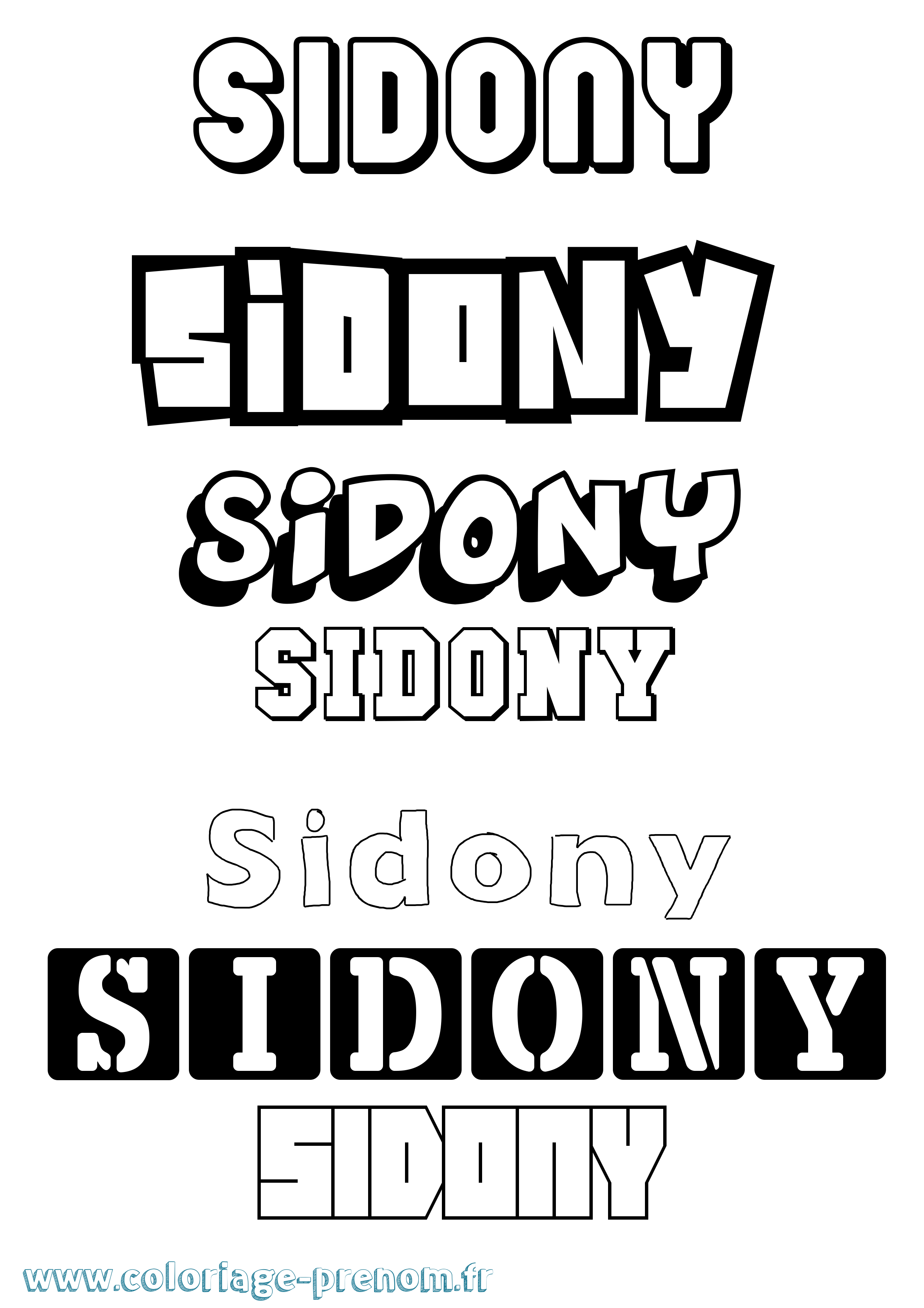 Coloriage Sidony Simple Coloriage prénom Sidony Simple